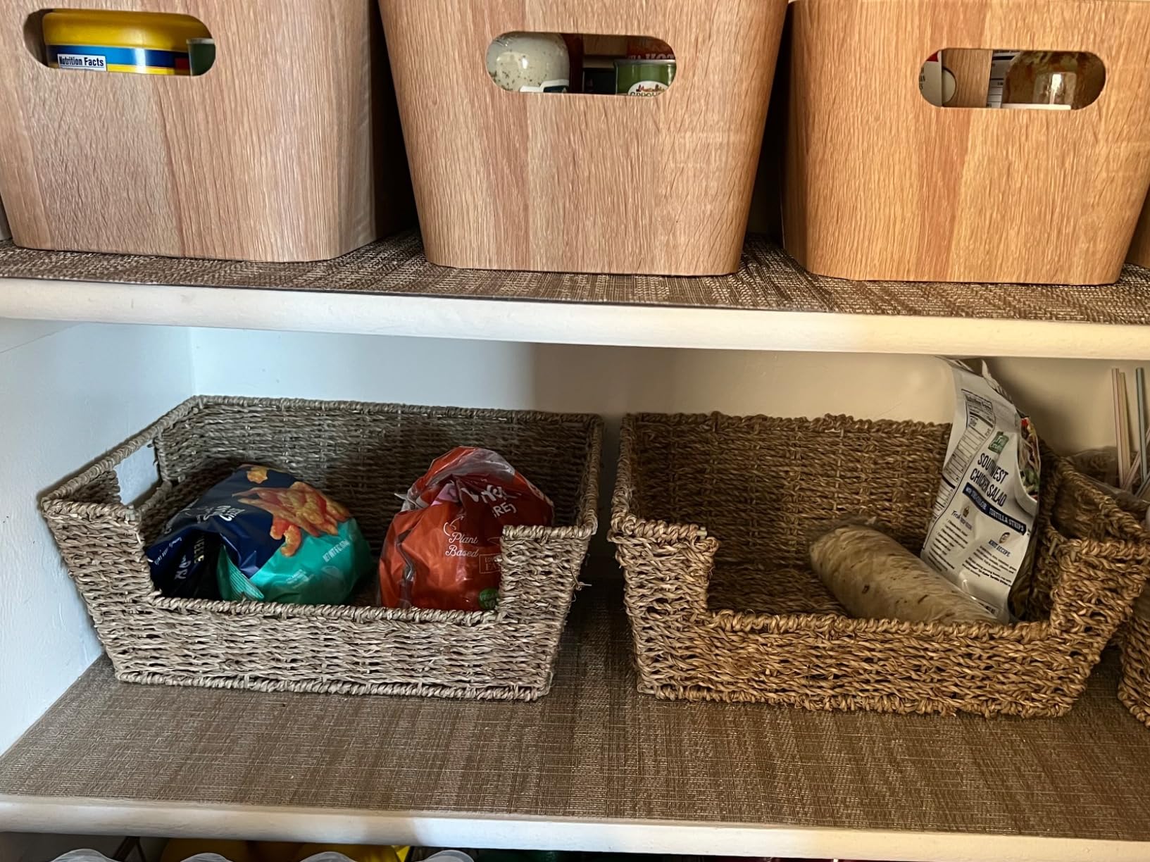 StorageWorks Wicker Storage Basket for Pantry Organizers and Storage, Stackable Seagrass Pantry Baskets for Shelves, 2-Pack customer photo 2