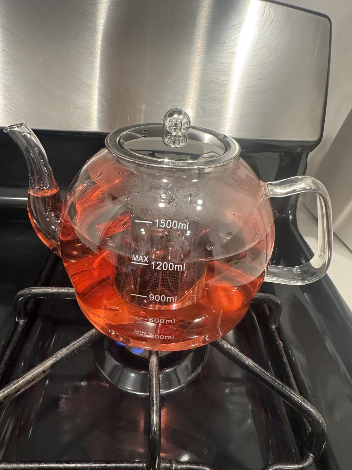 STNTUS Glass Teapot, 40 oz. / 1200 ml for Loose Tea, With Infuser and Stainless Steel Strainer, Stovetop Safe, 4-6 Cups customer photo 1
