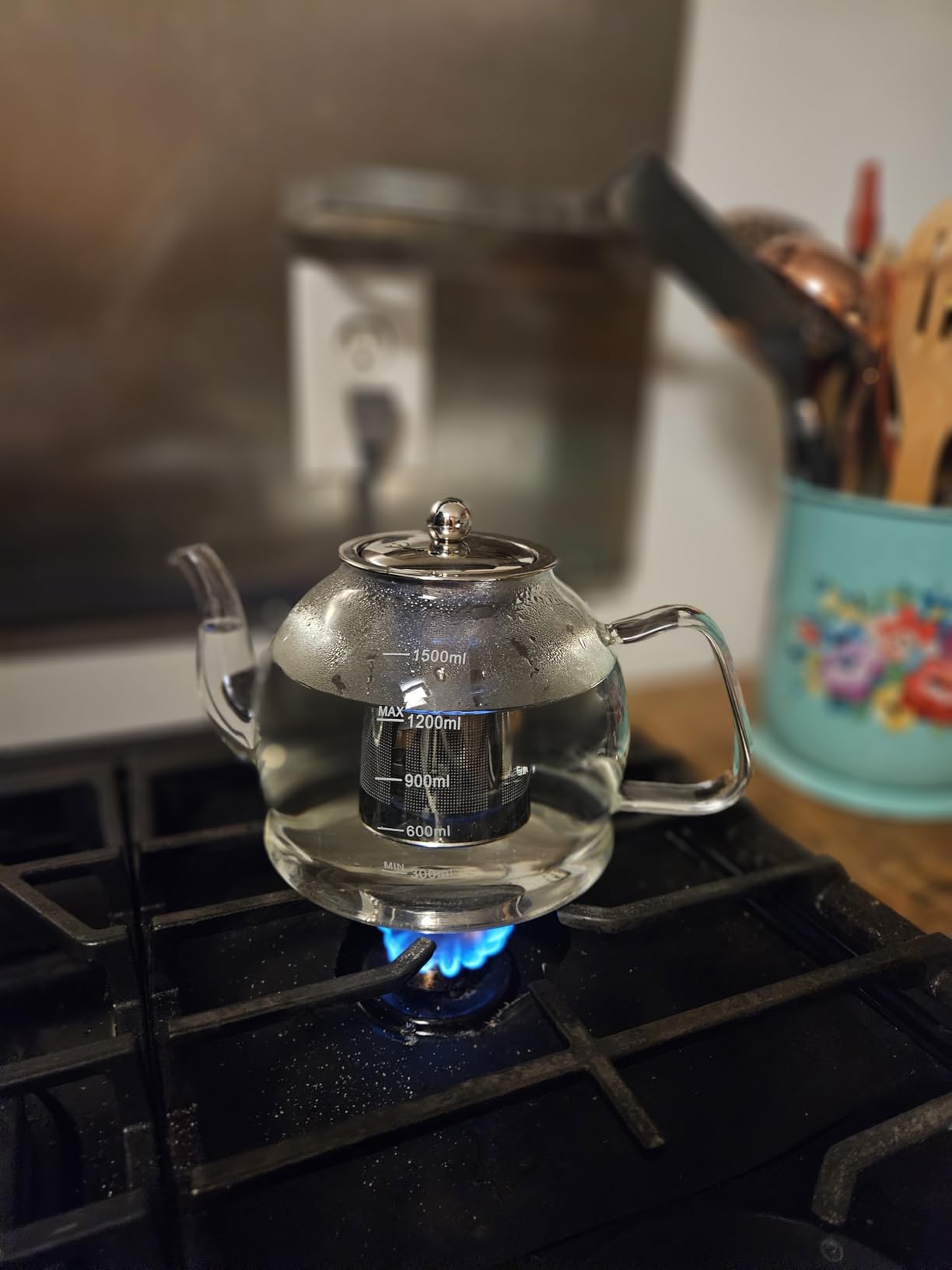 STNTUS Glass Teapot, 40 oz. / 1200 ml for Loose Tea, With Infuser and Stainless Steel Strainer, Stovetop Safe, 4-6 Cups customer photo 2