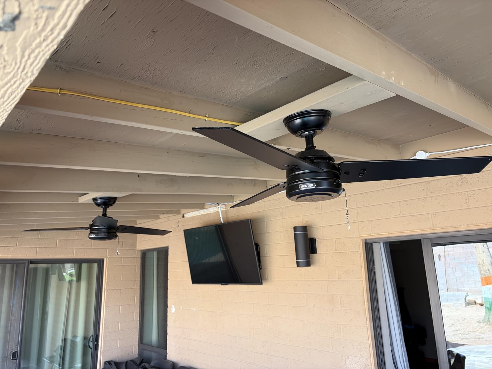 Hunter 44 inch Outdoor or Indoor Ceiling Fan No Light - Black Ceiling Fan without Light, For Patio, Porch, Garage, or Living Room, Standard Mount, 3 Blades, Pull Chain - Cassius 50260, Matte Black customer photo 1