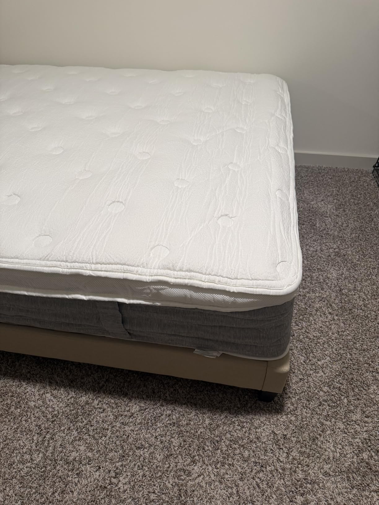 Allewie Queen Size Platform Bed Frame with Fabric Upholstered Headboard and Wooden Slats Support, Fully Upholstered Mattress Foundation, No Box Spring Needed, Easy Assembly, Dark Grey customer photo 1