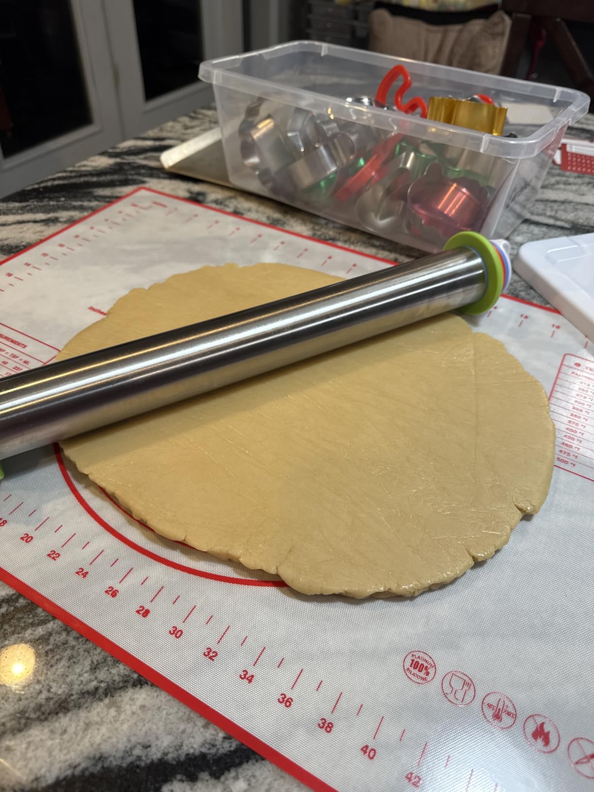 Stainless Steel Rolling Pin and Silicone Mat Set, Adjustable Thickness Rings - For Baking Dough, Pizza, Pies, Pastries, Pasta, Cookies customer photo 1