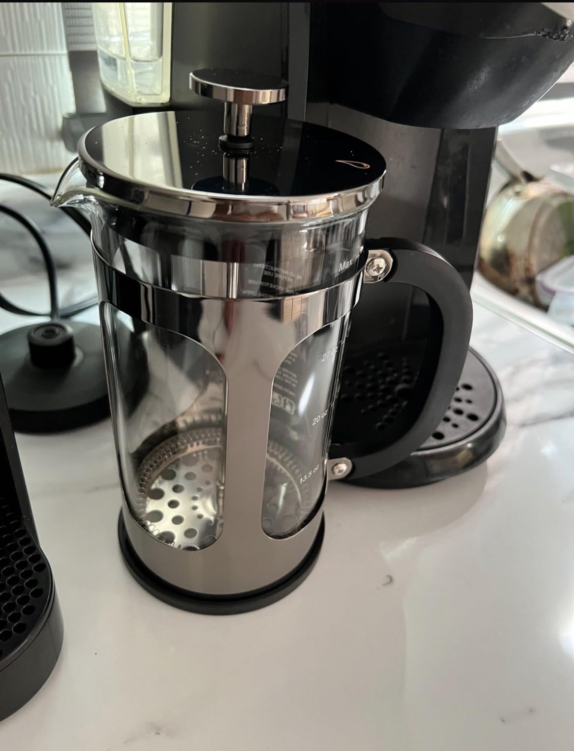 BAYKA French Press Coffee Maker, Easy to use, Large 304 Stainless Steel Coffee Press, Cold Brew Heat Resistant Thickened Borosilicate Coffee Pot for Camping Travel Gifts, 34 Ounce customer photo 1