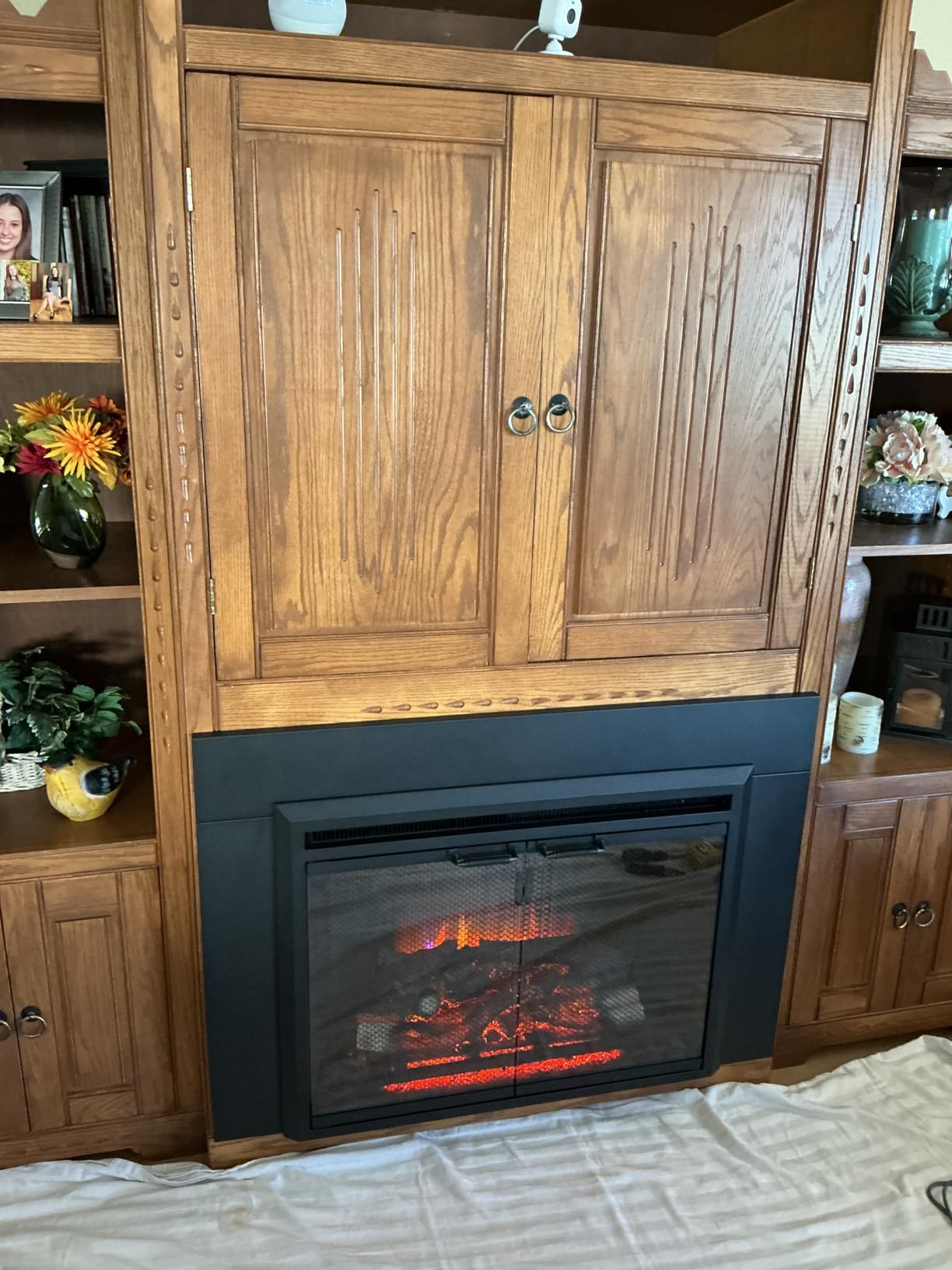 PuraFlame Klaus Electric Fireplace Insert with Fire Crackling Sound, Glass Door and Mesh Screen, 750/1500W, Black, 33 1/16 Inches Wide customer photo 2