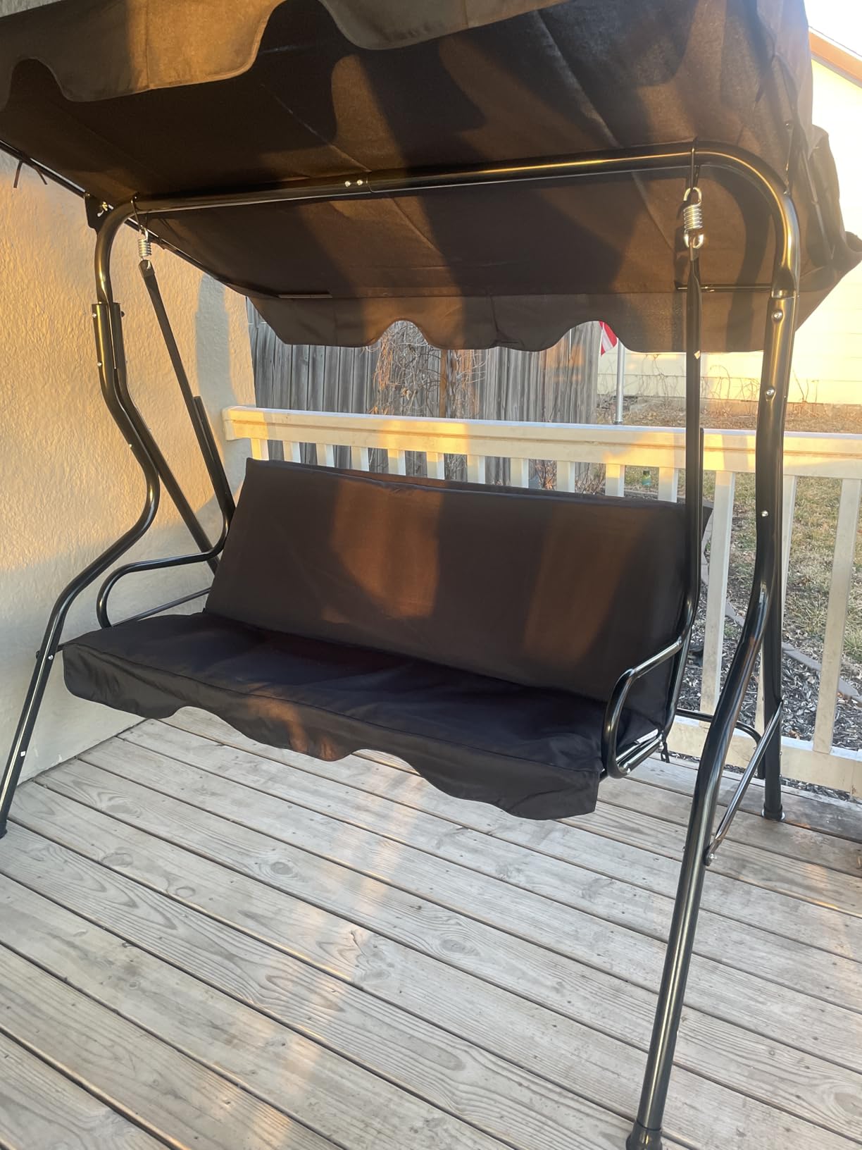 Tangkula 3 Person Porch Swing, Patio with Removable Cushion & Powder-Coated Steel Frame, Outdoor Swing with Canopy for Porch, Backyard, Garden, Balcony (Turquoise) customer photo 1