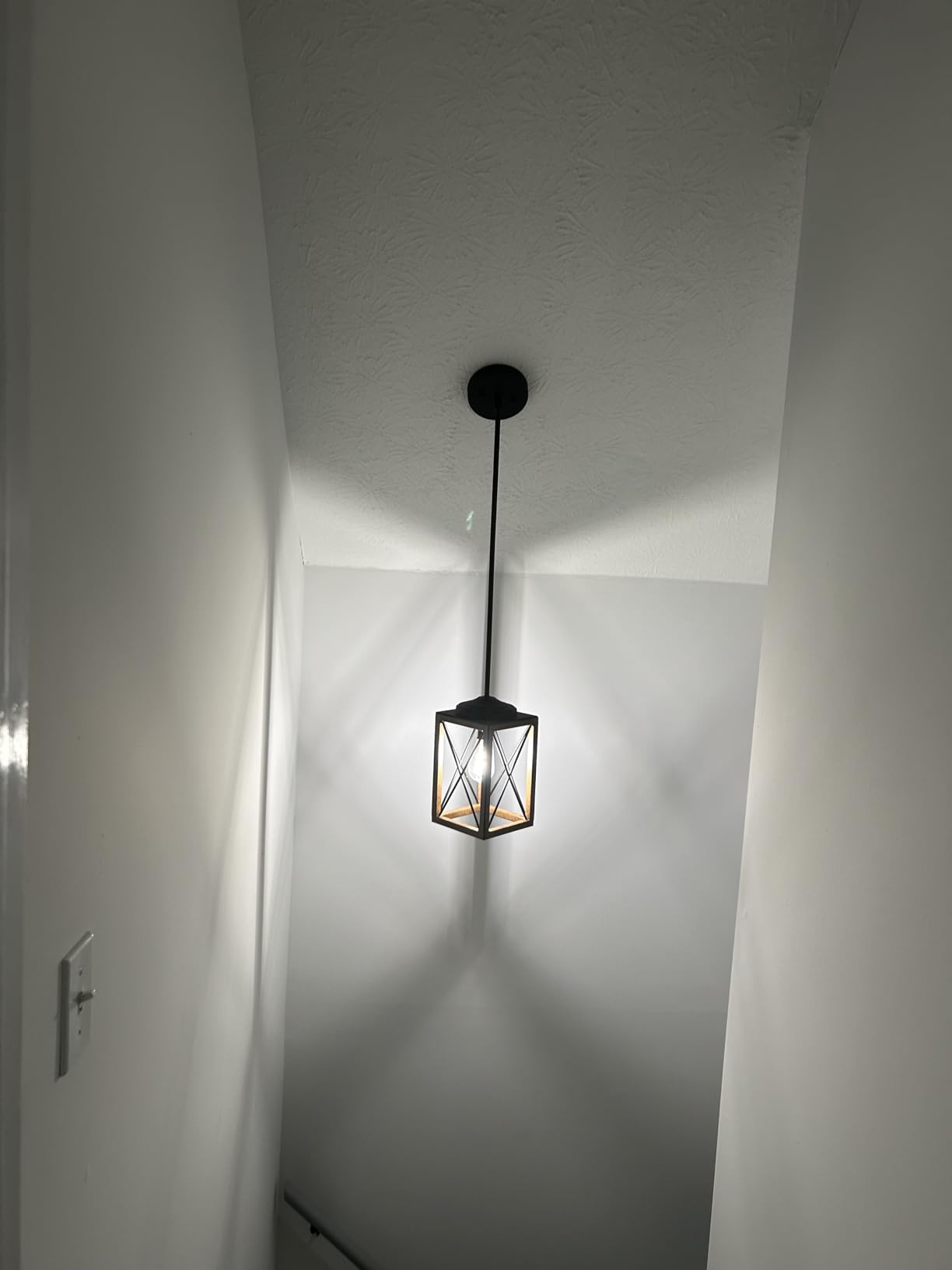 DEWENWILS Farmhouse Pendant Light, Metal Hanging Light Fixture with Wooden Grain Finish, 48 Inch Adjustable Pipes for Flat and Slop Ceiling, Kitchen Island, Bedroom, Dining Hall, E26 Base customer photo 1