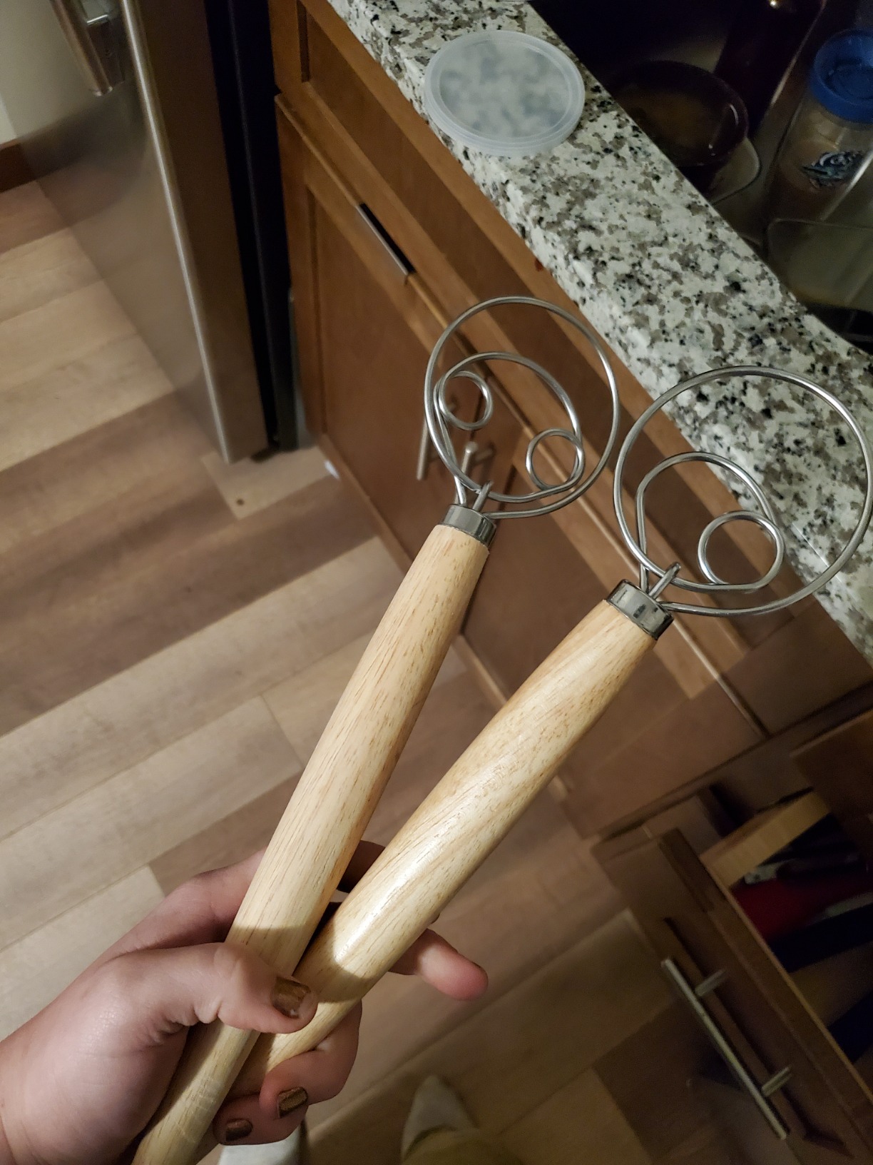 Danish Dough Whisk Bread Mixer，2 Pack Premium Stainless Steel Dutch Whisk With a Dough Scraper for Bread, Pastry or Pizza Dough - Perfect Baking customer photo 2