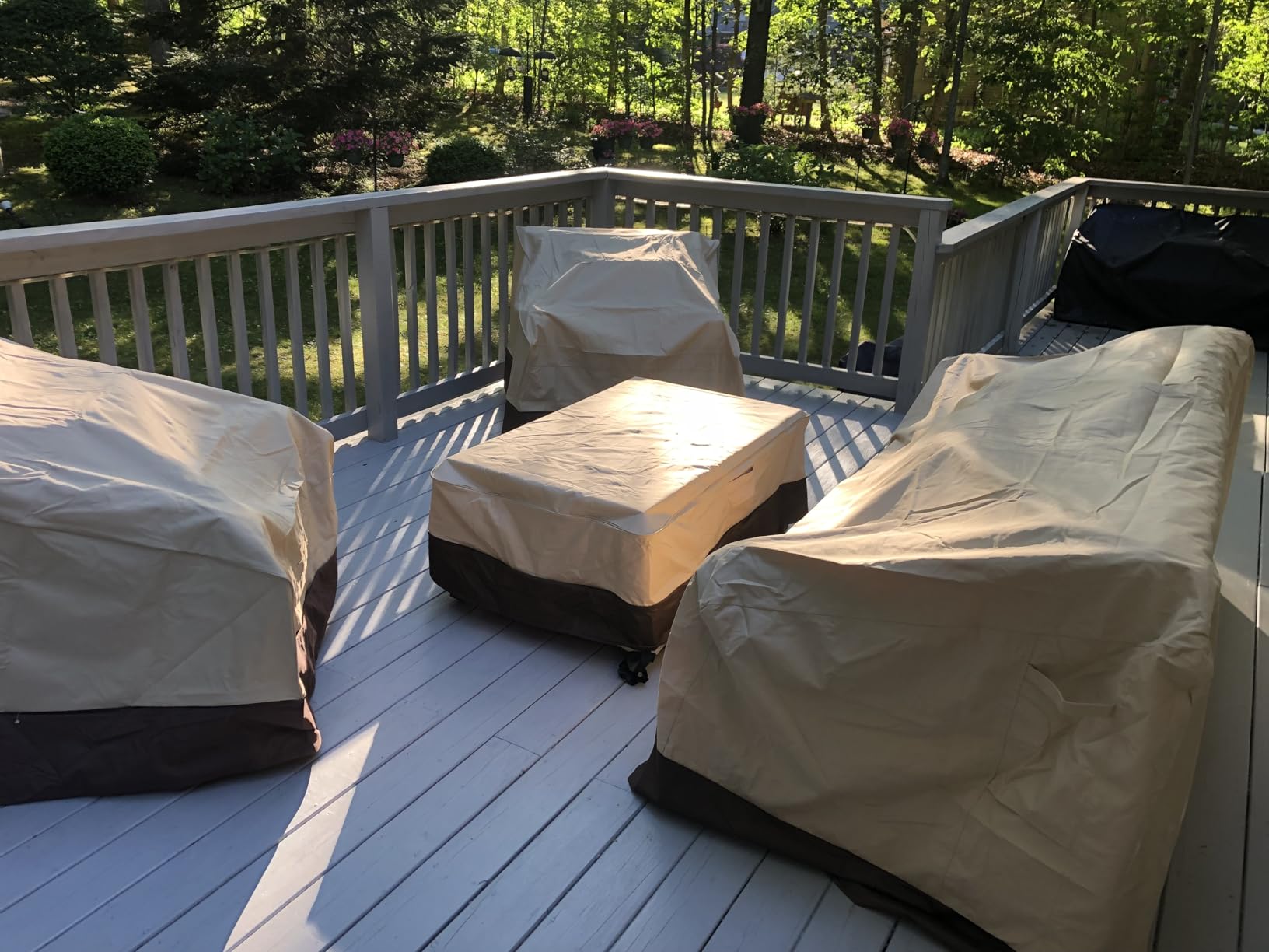 Vailge Heavy Duty Patio Sofa Cover, 100% Waterproof 3-Seater Outdoor Sofa Cover, Lawn Patio Furniture Covers with Air Vent and Handle, 79 Wx 37 Dx 35 H, Beige&Brown customer photo 2