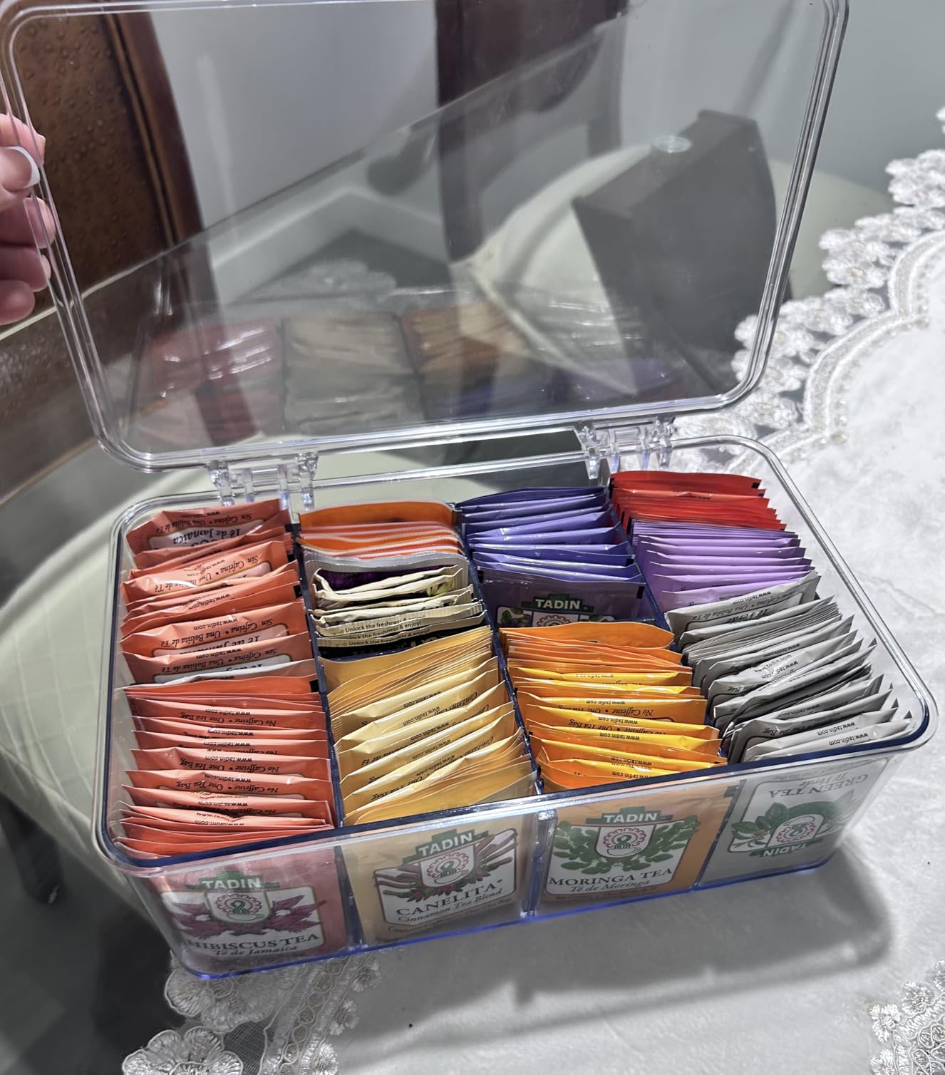 Utopia Home Tea Bag Organizer With Lids, Clear Pantry Storage Box - (3 Pack) Stackable Partition Organizers customer photo 2