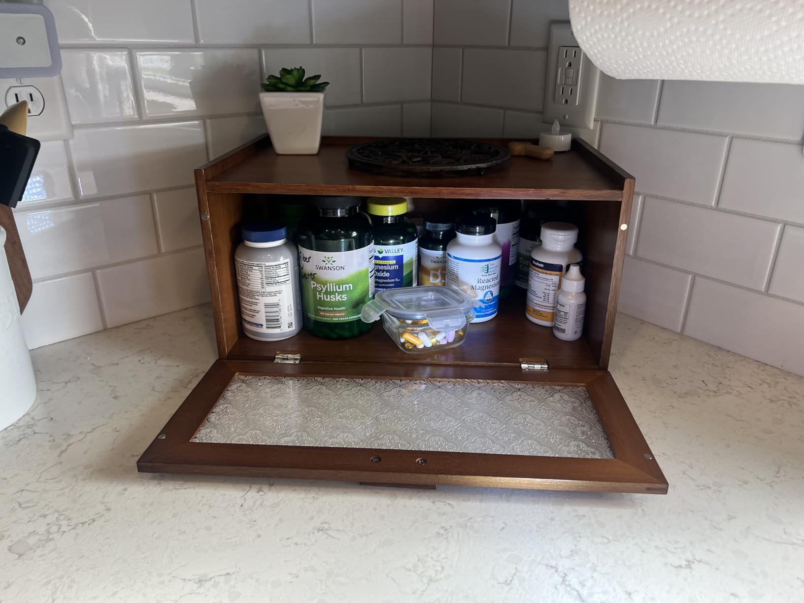 Bamboo Bread Box for Kitchen Counter - Large Capacity Bread Storage Container Farmhouse Bread Box with Window customer photo 1