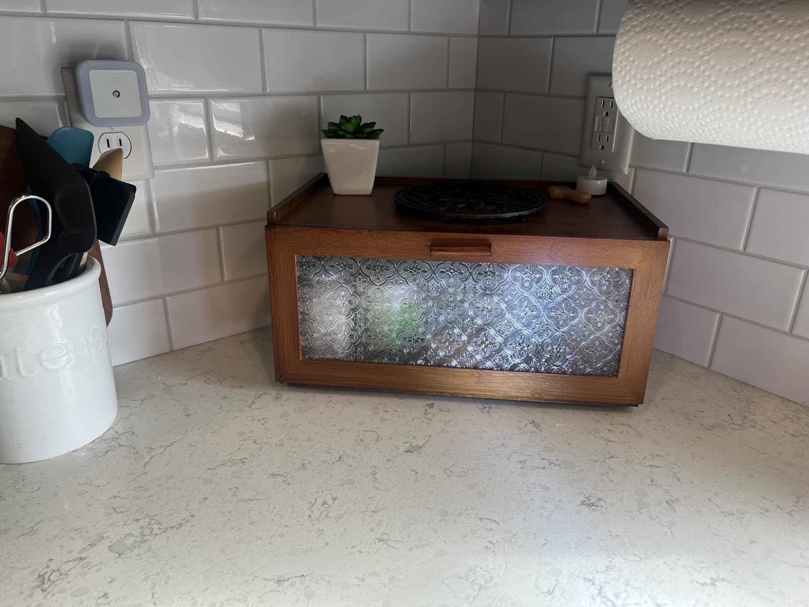 Bamboo Bread Box for Kitchen Counter - Large Capacity Bread Storage Container Farmhouse Bread Box with Window customer photo 2