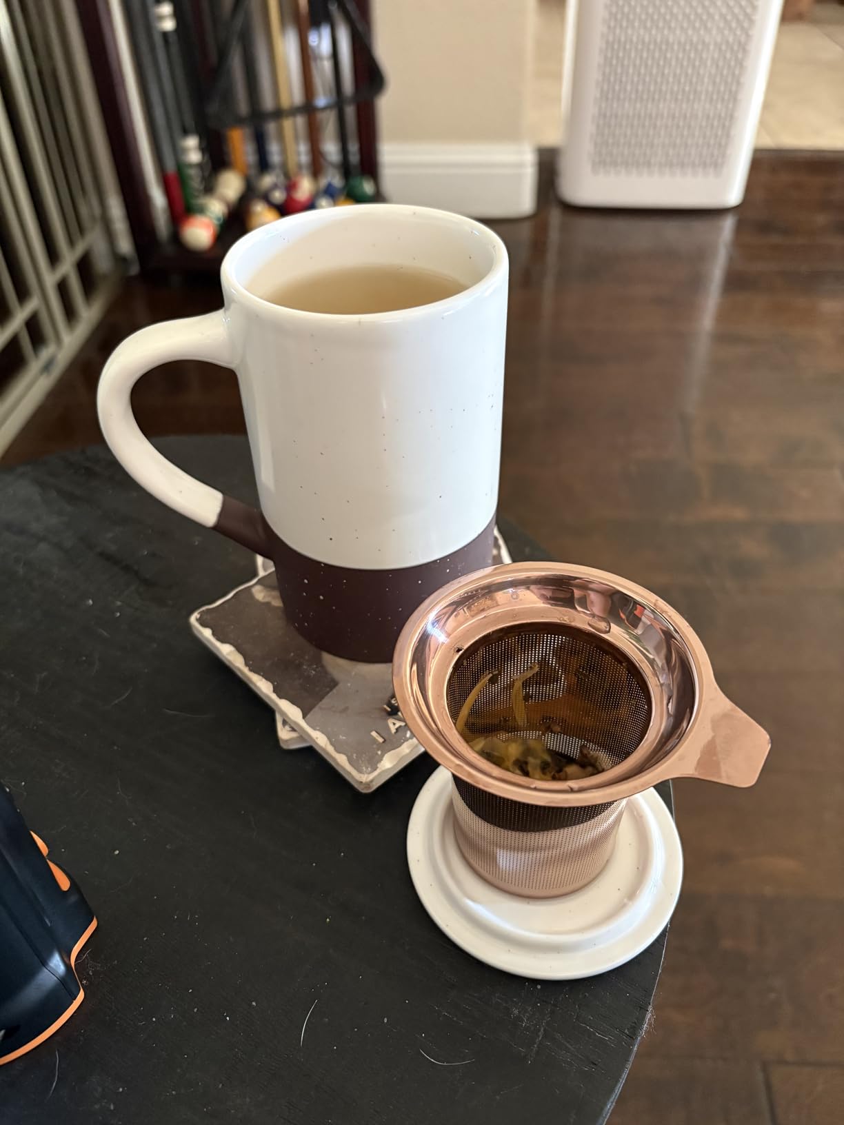 Mora Ceramics Tea Cup with Loose Leaf Infuser, Spoon and Lid, 12 oz, Microwave and Dishwasher Safe Coffee Mug - Rustic Matte Ceramic Glaze, Modern Herbal Tea Strainer - Great Gift for Women, Garnet customer photo 1