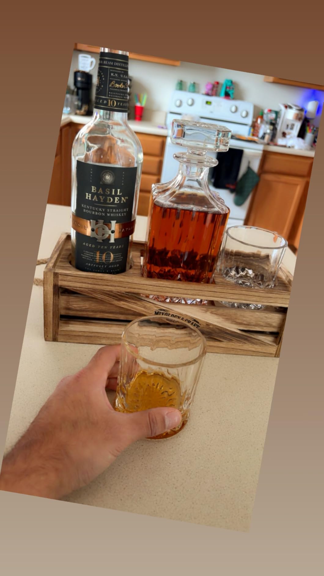 MIXOLOGY & CRAFT Whiskey Decanter Set - 10oz Crystal Whiskey Glasses, Wood Stand & 6 Granite Whiskey Stones customer photo 2