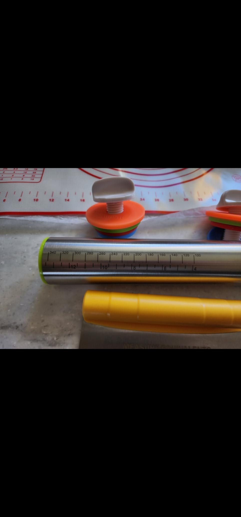 MIKULA Rolling Pin, Rolling Pins Thickness Rings and Silicone Baking Pastry Mat Set, Stainless Steel Dough Roller Rolling Pins for Baking & Bench Scraper For Pizza, Cookies, Pie, Pasta, Pastries customer photo 2