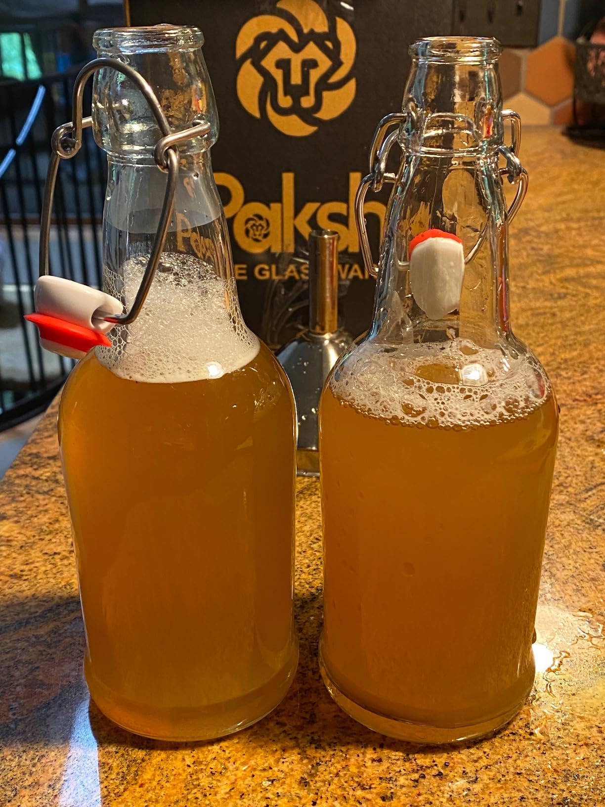 Swing Top Glass Bottles with Airtight Lids, Flip Top, for Carbonated Drinks, Kombucha Bottles, 2nd Fermentation, Water - 16 Ounces - 6 Pack customer photo 1