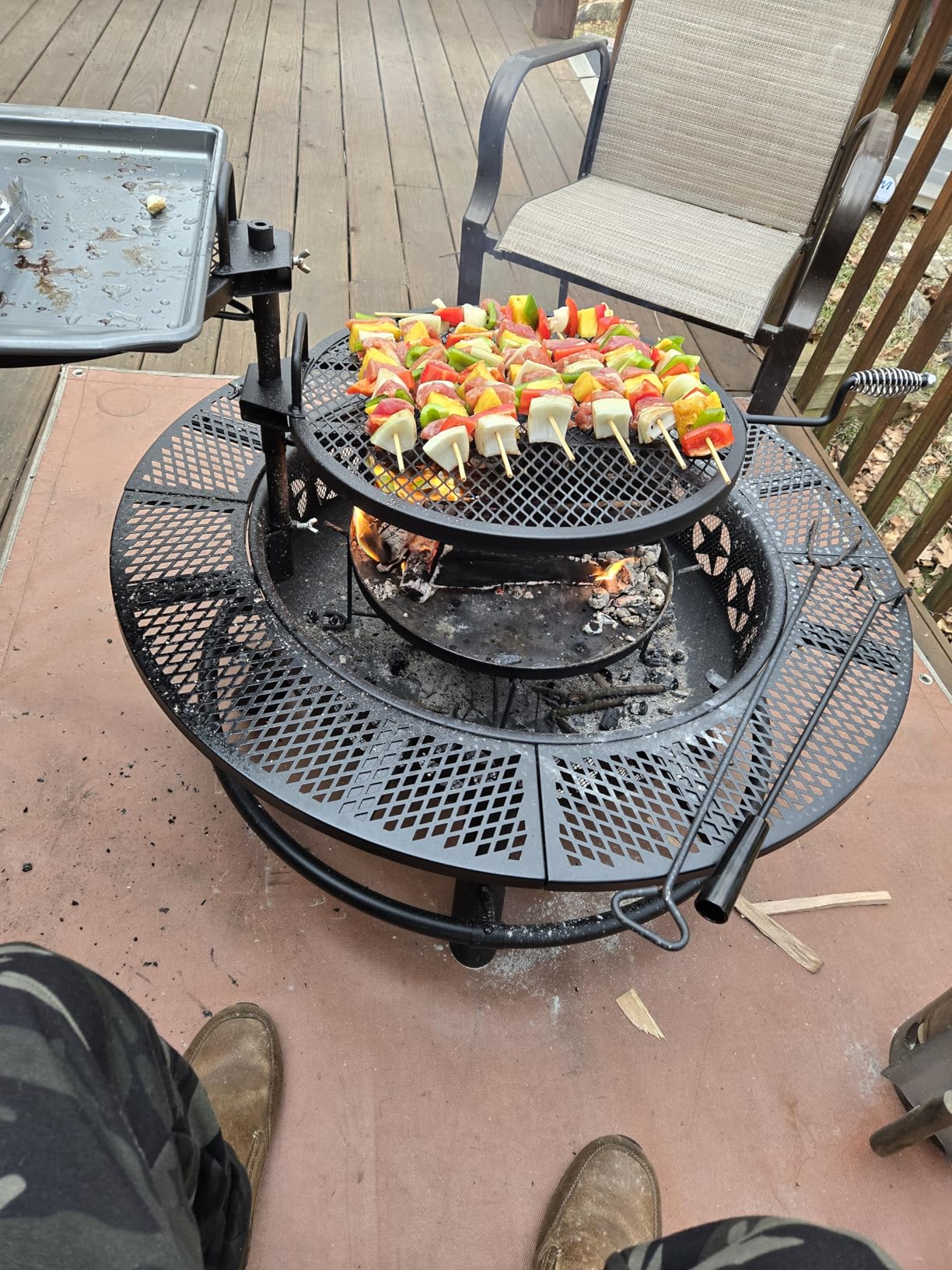 Hykolity 35 Inch Fire Pit with 2 Cooking Grate & Charcoal Pan, Outdoor Wood Burning BBQ Grill Firepit Bowl with Cover Lid, Steel Round Table for Backyard Bonfire Patio Picnic customer photo 2