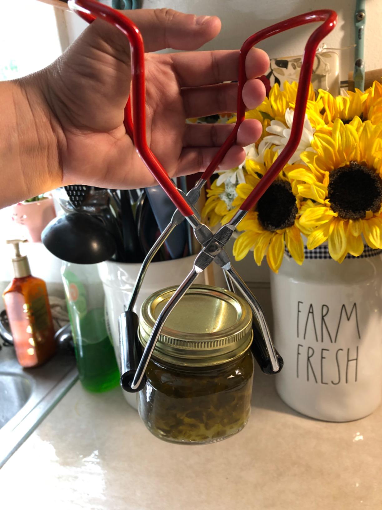 Oriflame Canning Jar Lifter Tongs, Stainless Steel Jar Lifter with Rubber Grips - for Slip Wide-Mouth Clip for Kitchen Restaurant customer photo 1