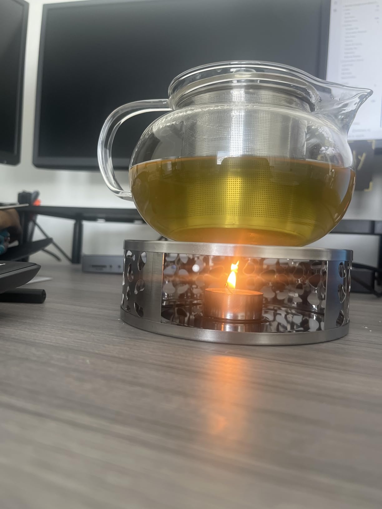Teabloom Silhouette Tea Warmer - Brushed Stainless Steel Teapot Warmer with Tealight Holder and Candle customer photo 1