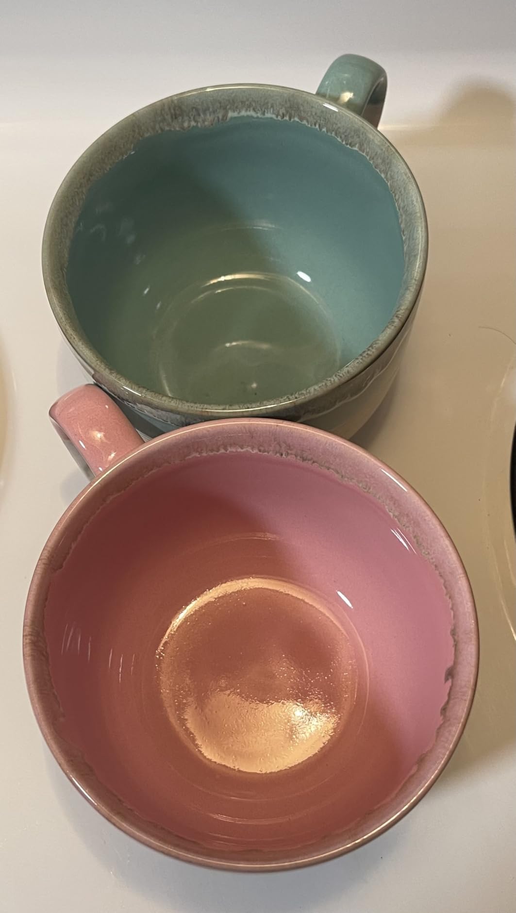 Bosmarlin Large Ceramic Coffee Mug Set of 2, Stoneware Jumbo Latte Mugs for Office and Home, 16 Oz, Dishwasher and Microwave Safe(Brown Grey, 2) customer photo 2