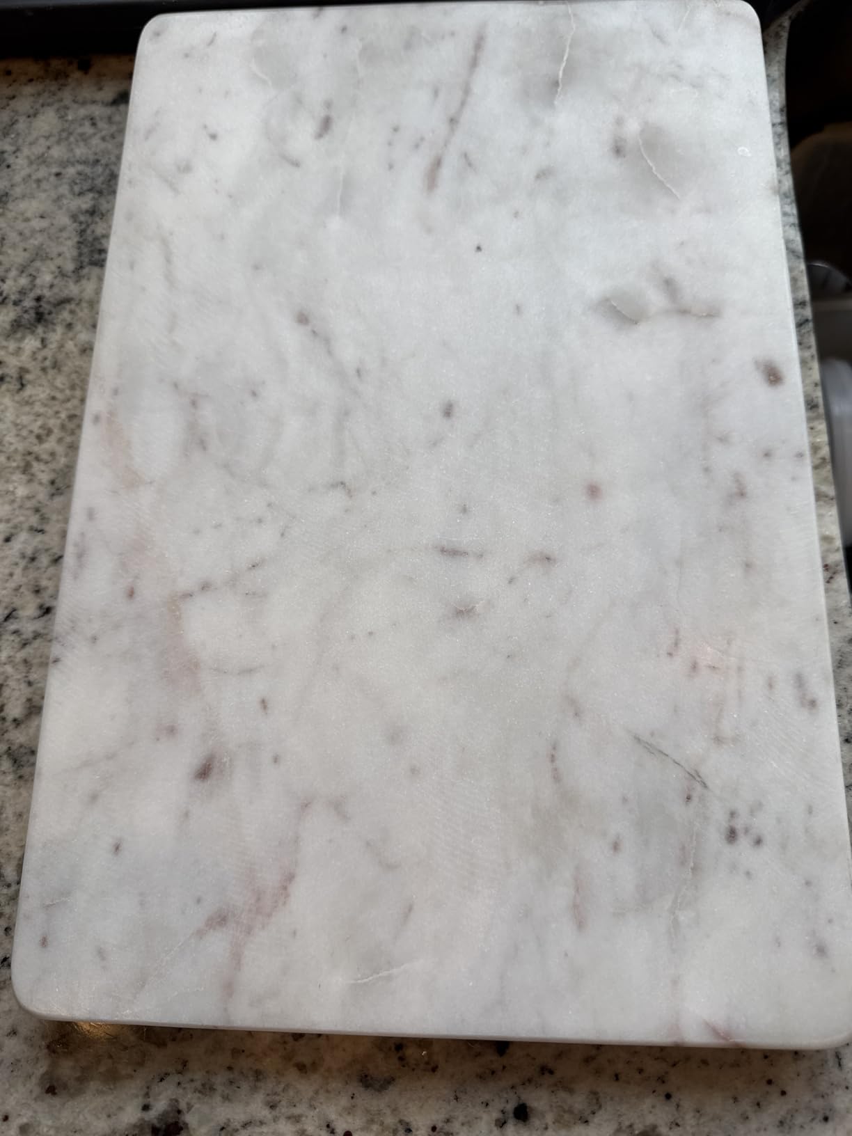 KC KULLICRAFT 8x12 Inches White Marble Cheese & Charcuterie Serving Board - Natural Marble Cutting Board & Pastry Slab with Non-Slip Feet customer photo 1