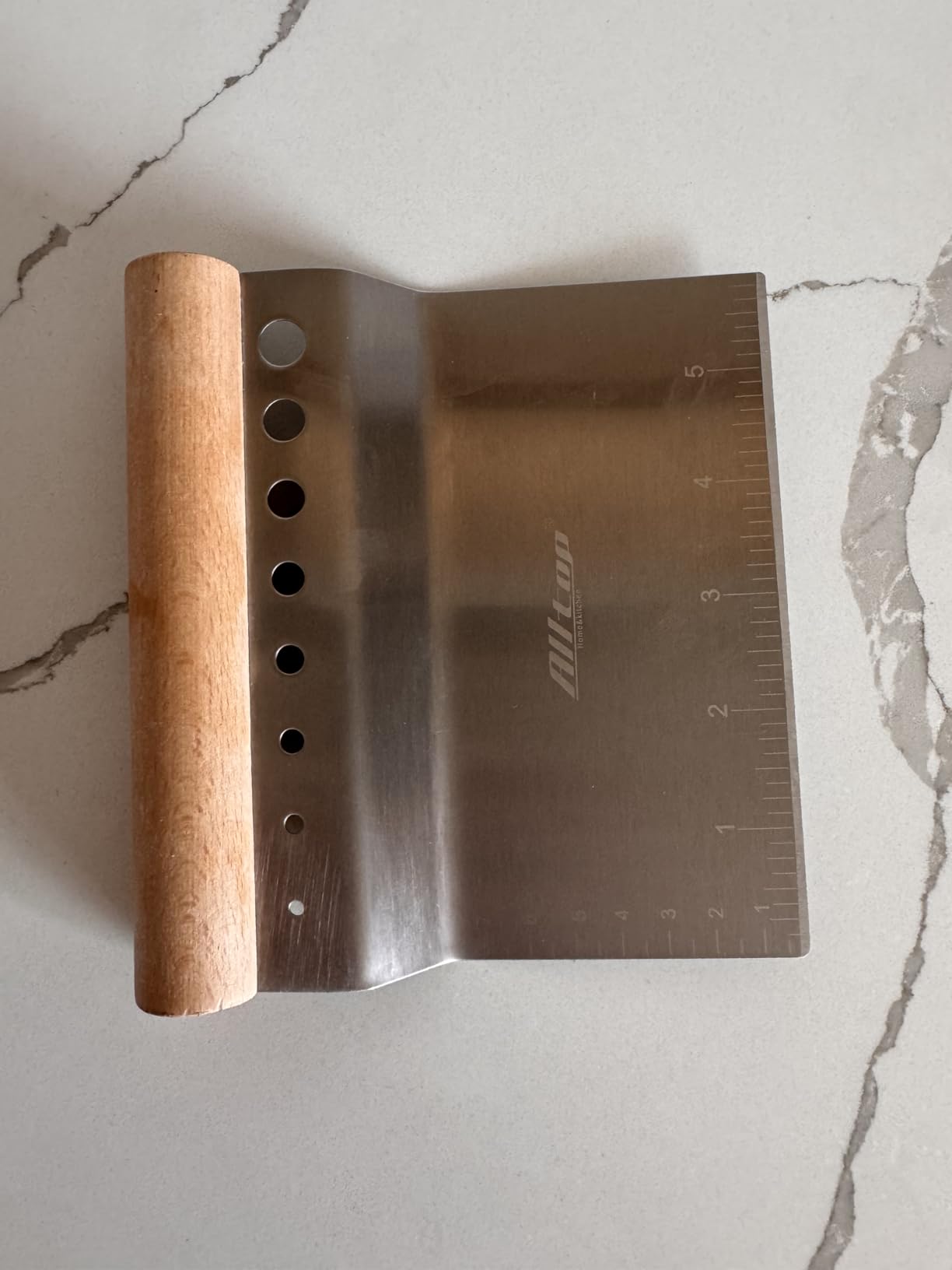 ALLTOP Dough Bench Scraper/Cutter/Chopper Stainless Steel Blade with Herb Stripper, Multipurpose Kitchen Pastry Tool with Scale Ruler - Leaf Remover customer photo 1