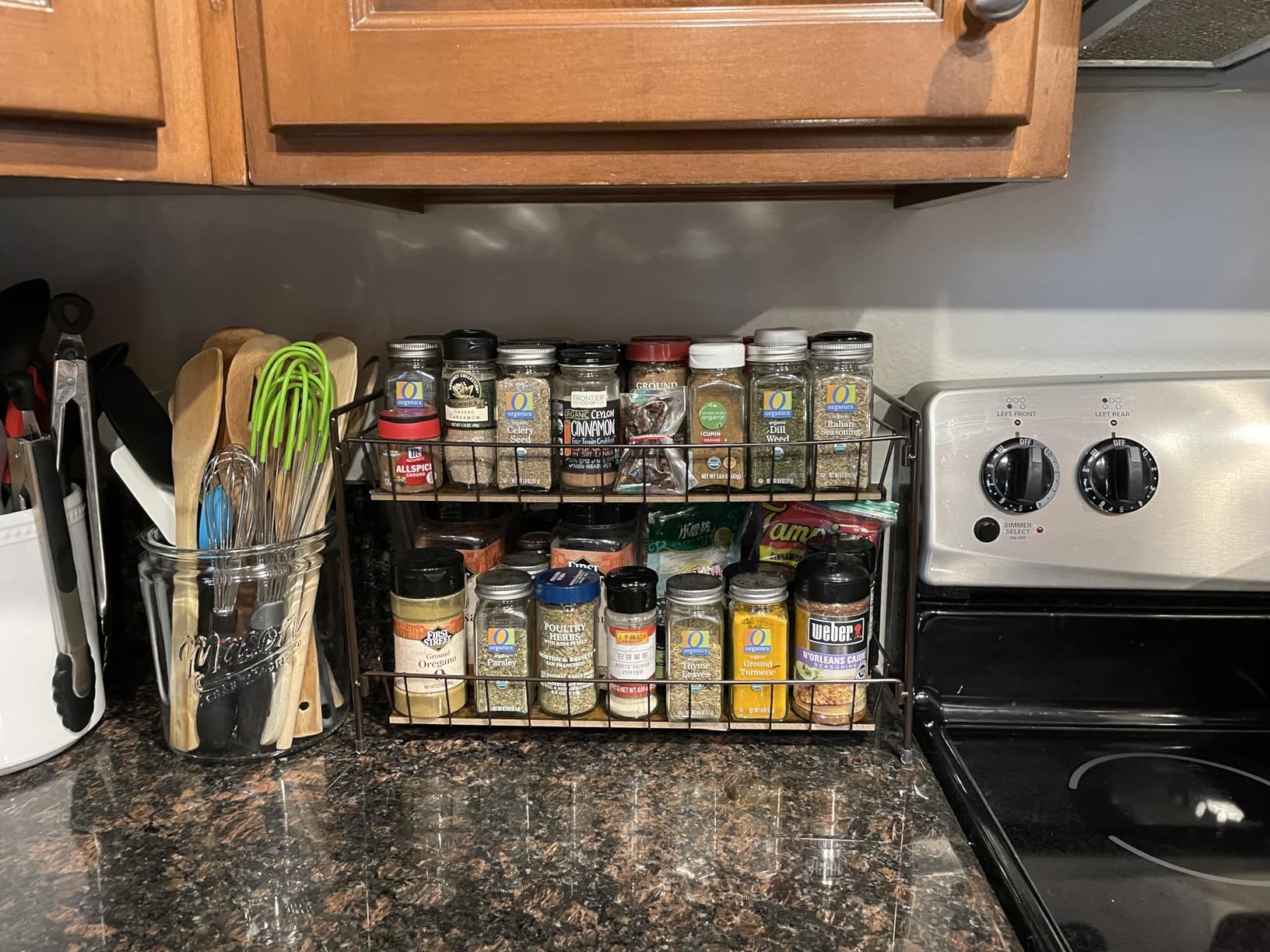 Simple Houseware Countertop Spice Rack 2-Tier Kitchen Spice Organizer Storage Shelves, Bronze customer photo 1