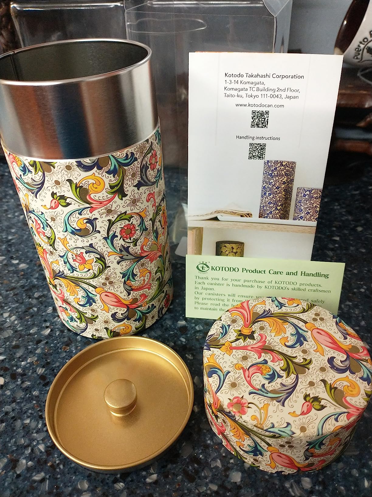 KOTODO Tea Tin Canister: Florence Collection Long 3.5oz (100g) CRT-001, Japan customer photo 2
