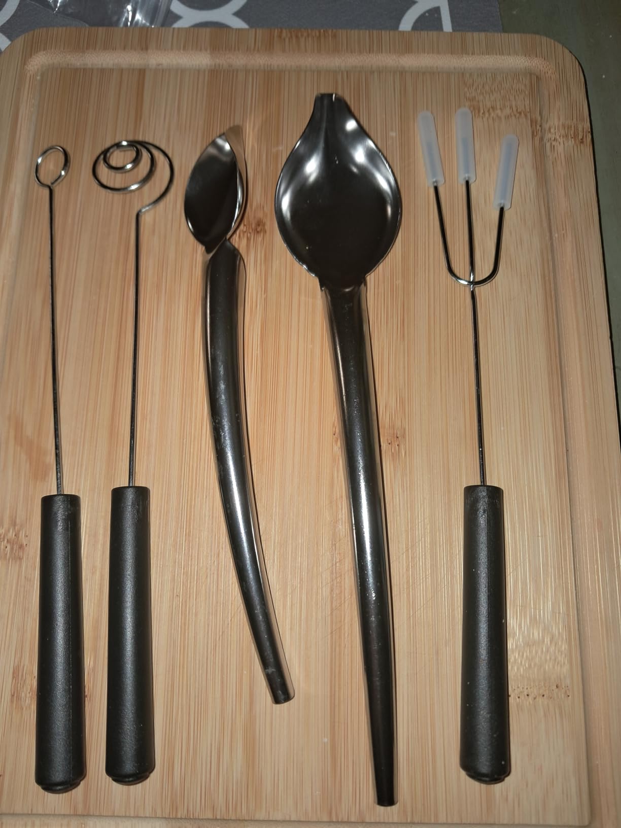 Patelai 3 Pieces Candy Dipping Tools Chocolate Dipping Fork Spoons Set 2 Pieces Culinary Decorating Spoons Chef Art Pencil for Decorative Plates Stainless Steel(Classic Style) customer photo 1