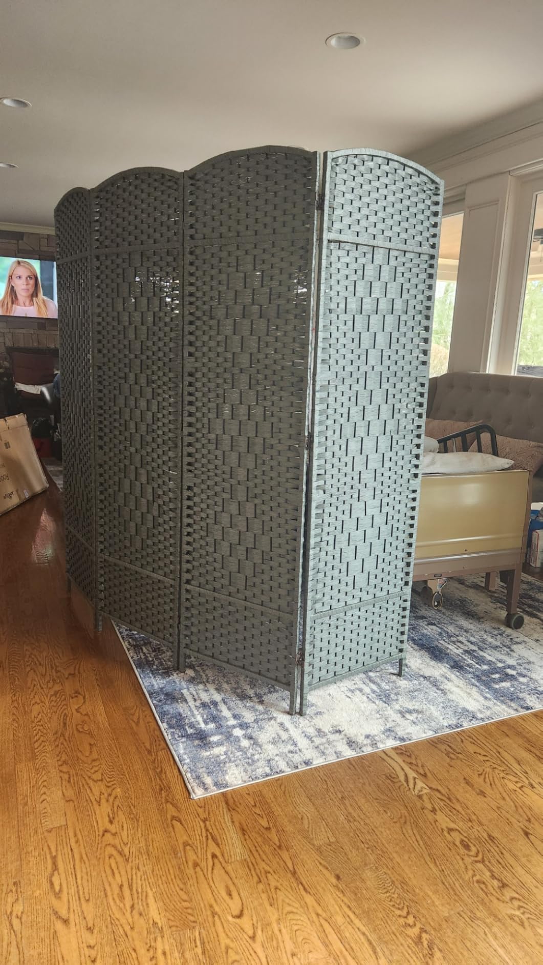 JOSTYLE Room Divider 6 Panel Divider Wall, 6ft Tall Divider for Room Separation, Folding Privacy Screen Panel, Portable Wooden Room Divider Panel, Freestanding Partition Screen, Grey customer photo 2