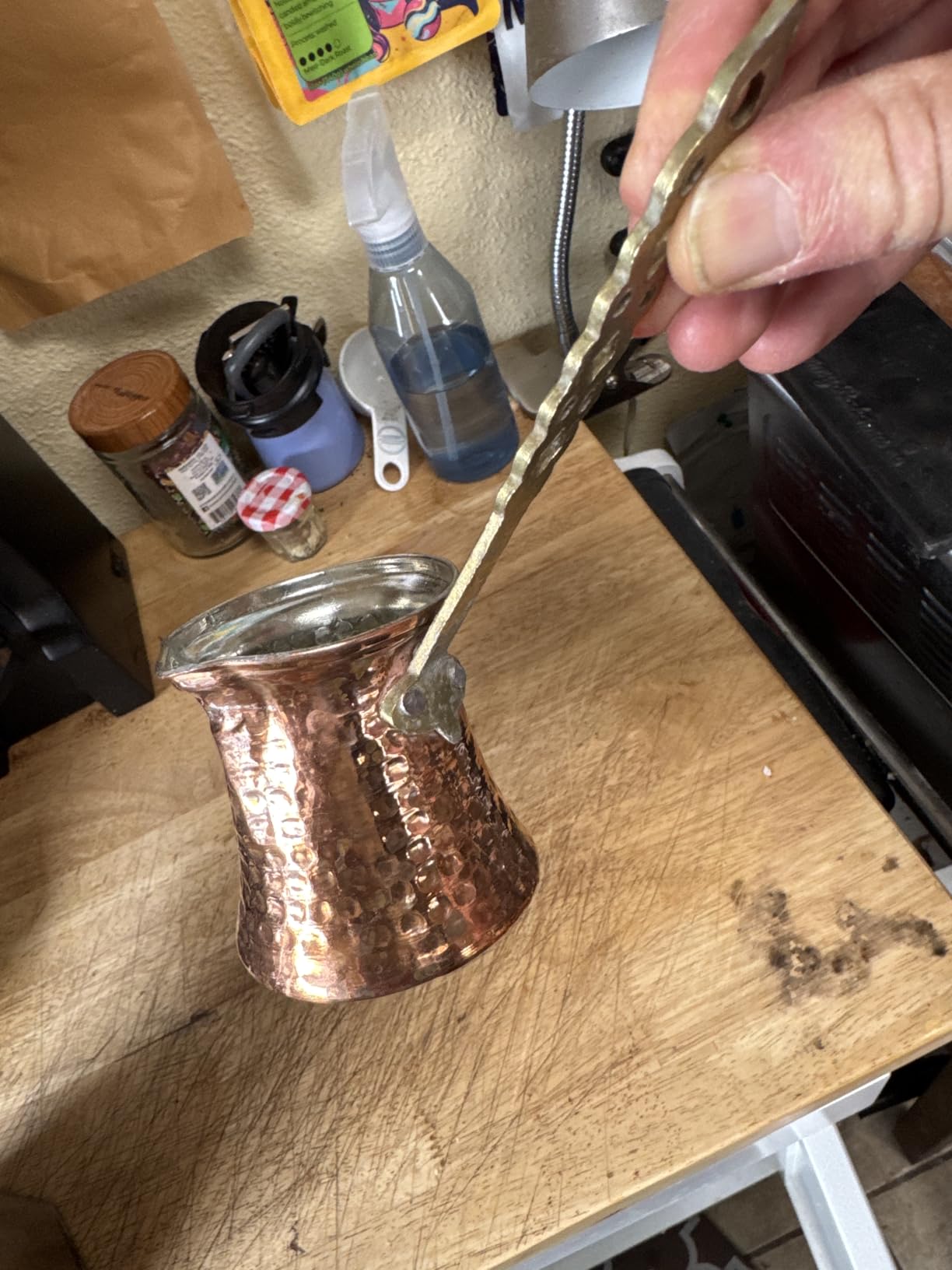 Hakan Turkish Coffee Pot | Stove Top Water Boiler, Coffee Maker, Butter, Chocolate & Milk Warmer | Even and Quick Heat with Handcrafted Copper Material | Coffee Gifts Idea, 5 Oz (150 cc) customer photo 1
