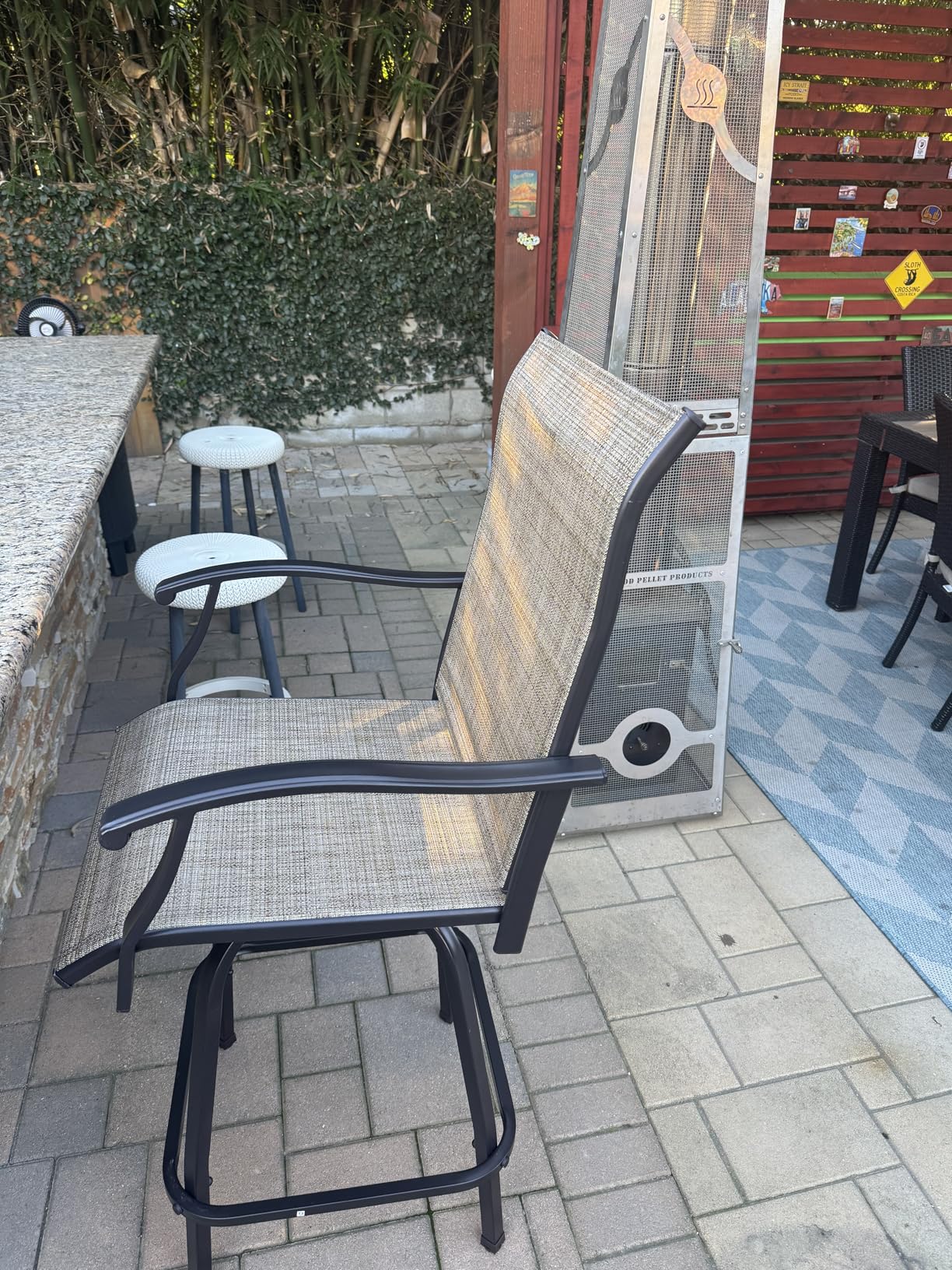 PHI VILLA Outdoor Bar Stools Set of 4, Swivel Patio Bar Stools & Chairs with 30
