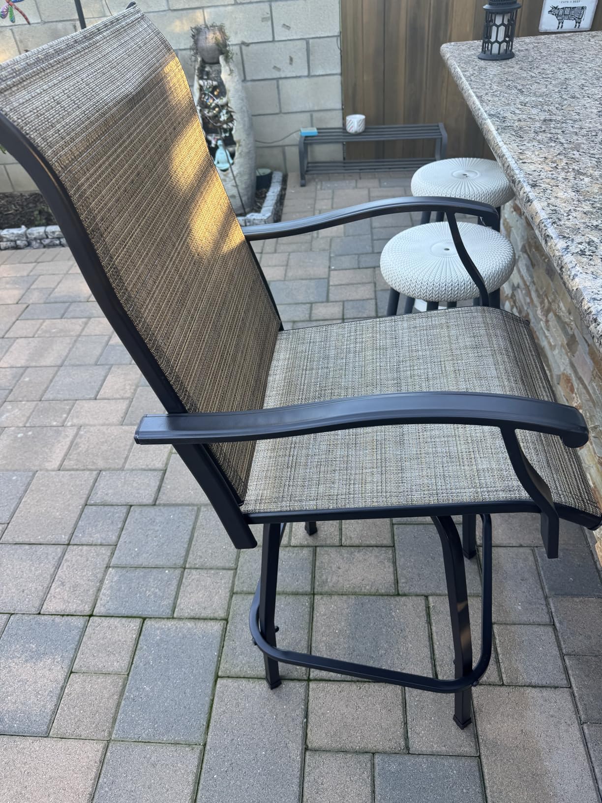 PHI VILLA Outdoor Bar Stools Set of 4, Swivel Patio Bar Stools & Chairs with 30