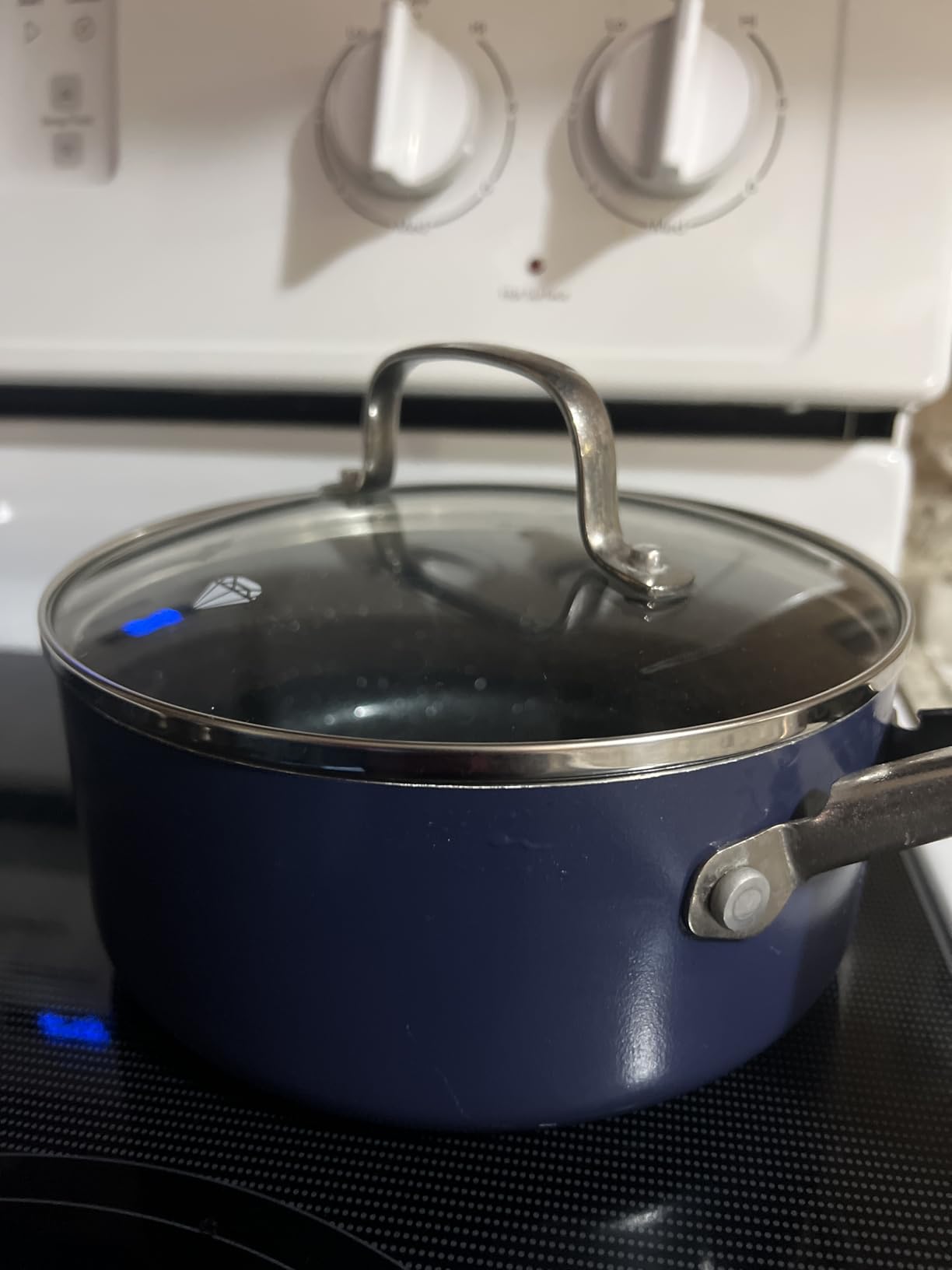 Blue Diamond Nonstick 2QT Saucepan with Lid, Non Toxic PFAS-Free Diamond Ceramic, Dishwasher & Oven Safe, Metal Utensil Safe Pot, Stay Cool Handle, Chef Pan, Glass Lid, Blue customer photo 1