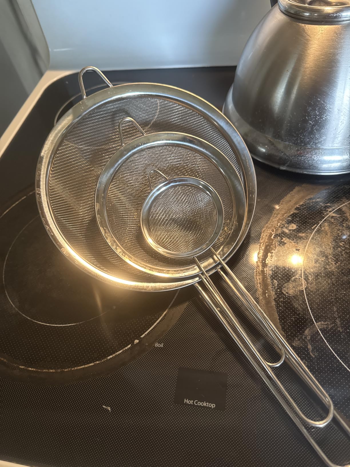 3Pcs Super Wire Extra Fine Mesh Strainer with Handle, Small Medium Large Size Sifter Metal Strainer Set, Stainless Steel Sieve Fine Mesh Strainers for Kitchen Rice Juice Quinoa Food Flour Baking YLYL customer photo 2