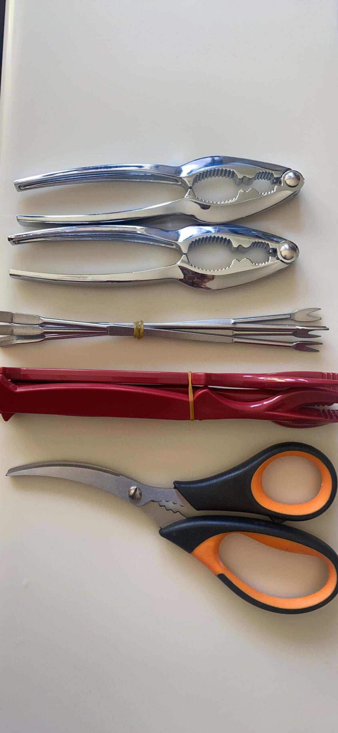 4-Person Seafood Tools Set includes 2 Crab Crackers, 4 Lobster Shellers, 4 Crab Leg Forks/Picks and 1 Seafood Scissors - Nut Cracker Set customer photo 2