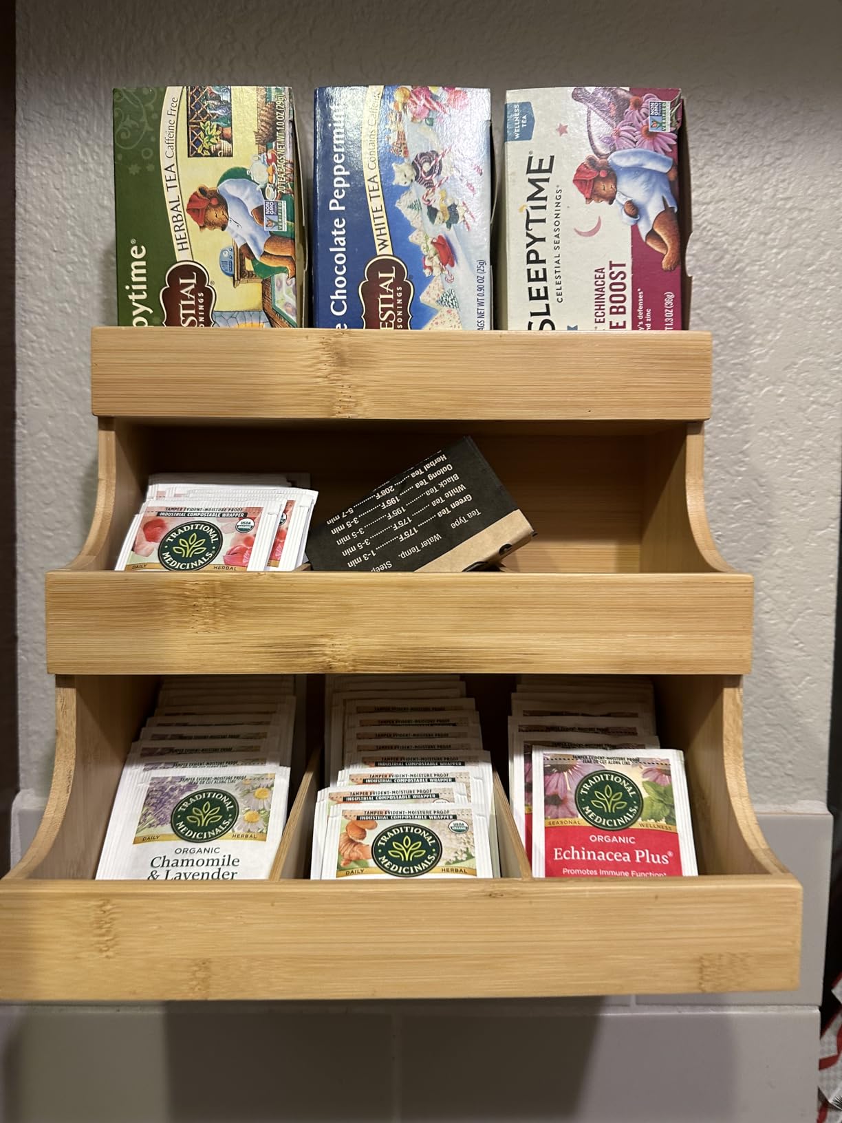 Theodore Tea Bag Organizer - Wooden Tea Organizer and Storage for Home, Kitchen, Office - 180 Tea Bag Holder - Vertical Display Tea Box. Also for Coffee Pods, Sugar, Sweeteners and Creamers. customer photo 2