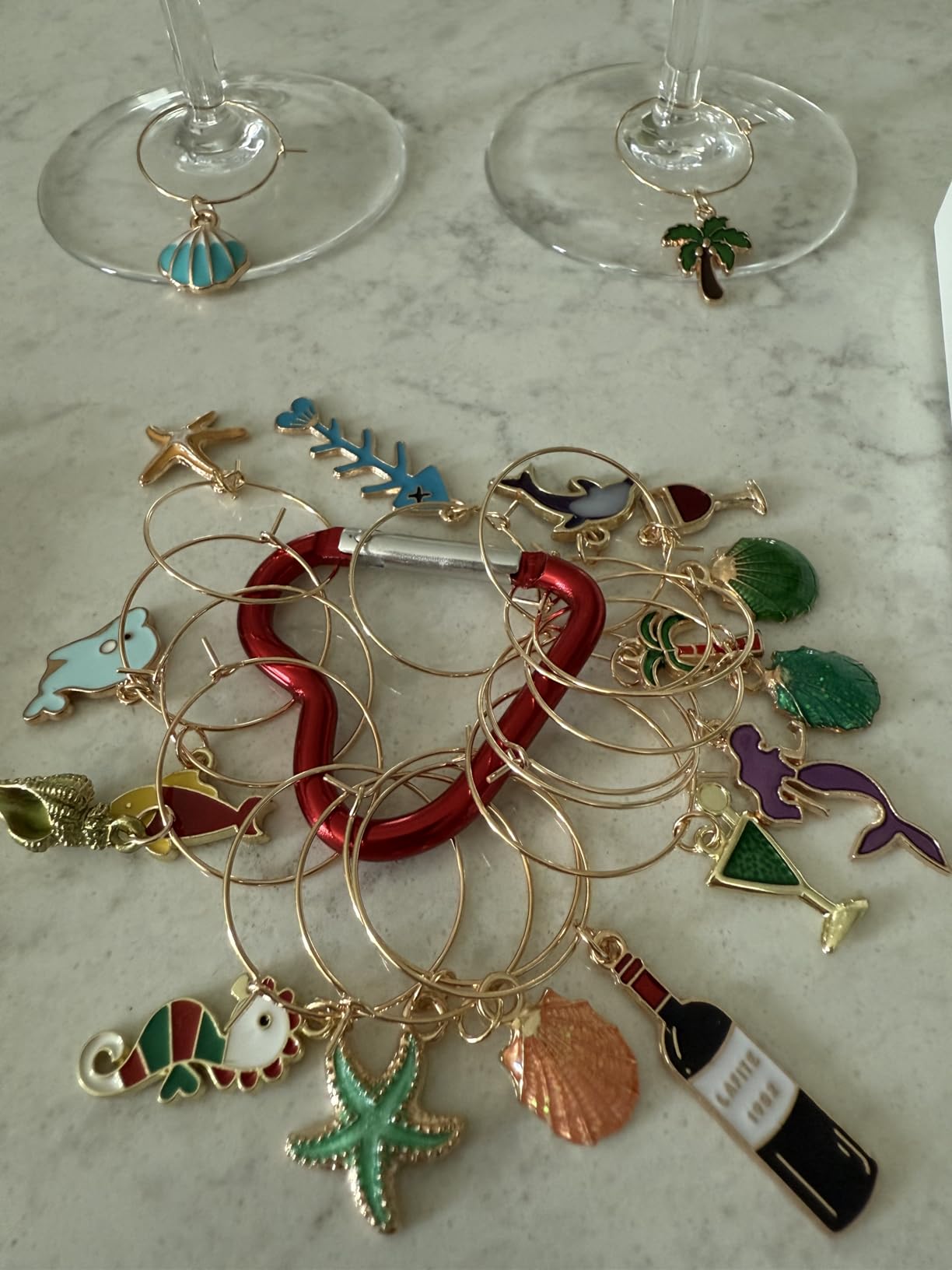Wine Glass Charms - Stem Glass Markers & Identifiers - Funny Drink Tags for Christmas & Parties Decorations-Summer Beach Themed Set of 18 customer photo 1