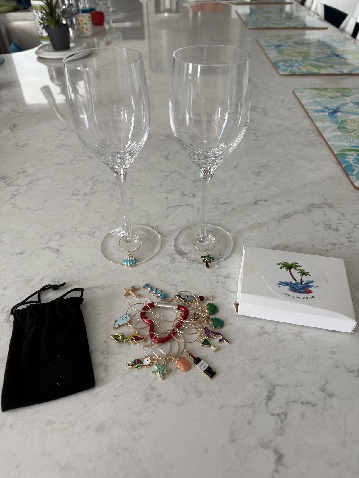 Wine Glass Charms - Stem Glass Markers & Identifiers - Funny Drink Tags for Christmas & Parties Decorations-Summer Beach Themed Set of 18 customer photo 2