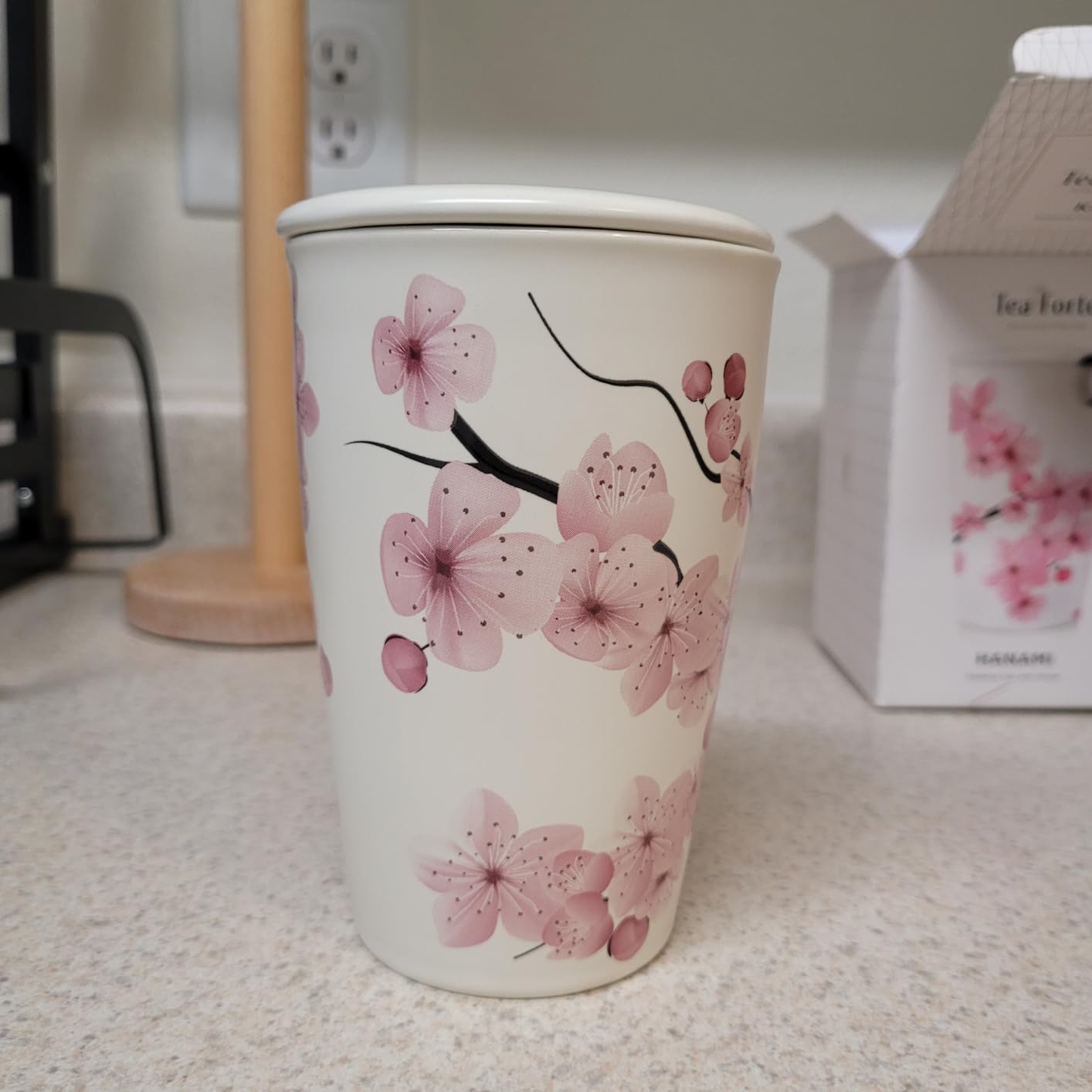 Tea Forte Double-Walled Ceramic Kati Cup, Removable Stainless Steel Infuser Basket and Lid, Steeps 12 oz Loose Leaf Tea, Dishwasher & Microwave Safe, Wellbeing (Blue/Gold) customer photo 1