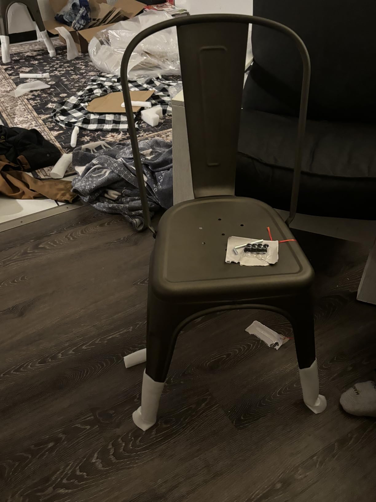 Furmax Metal Dining Chair Indoor-Outdoor Use Stackable Classic Trattoria Chair Set of 4 customer photo 1