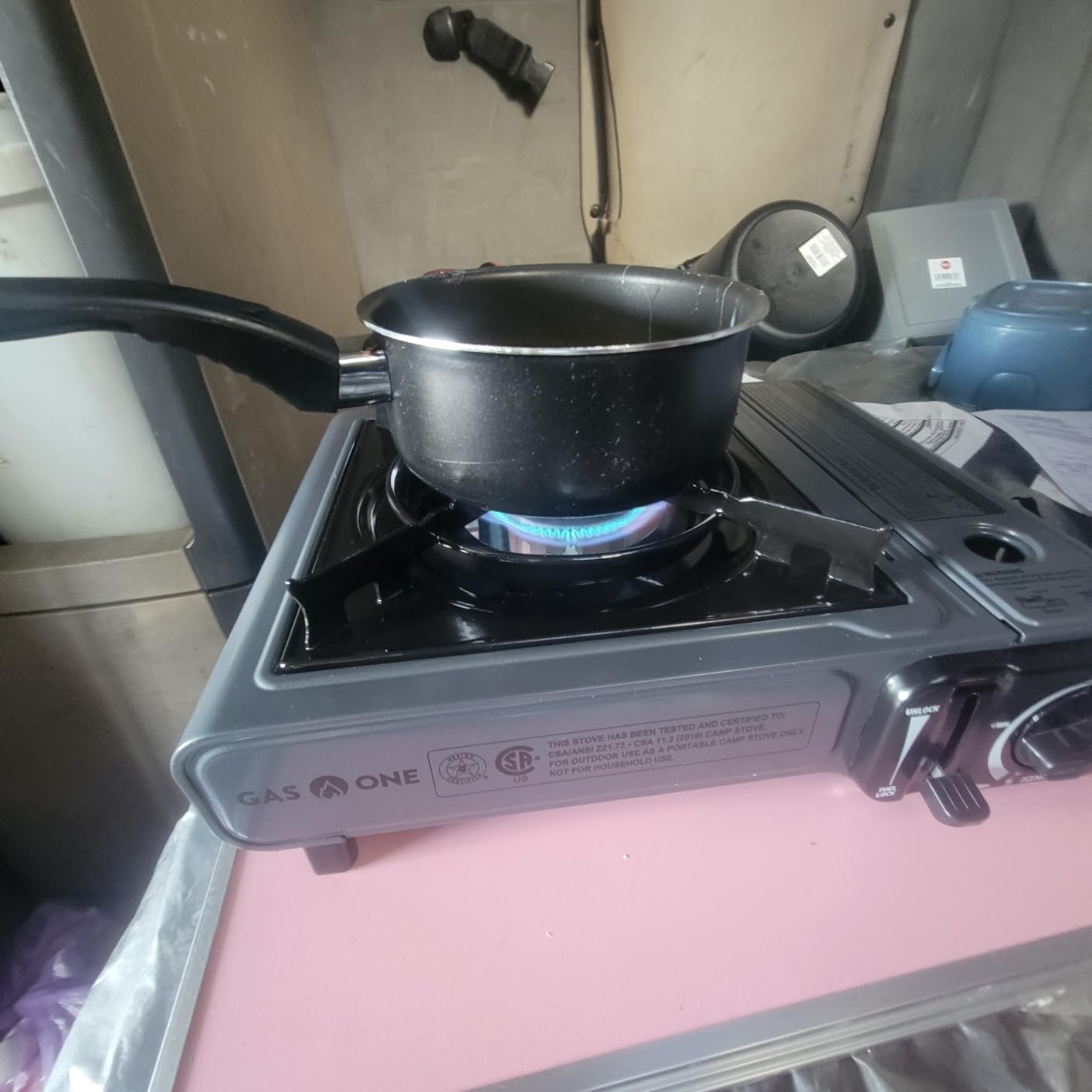 Gas One Portable Butane Camping Stove with Case: Automatic Ignition, Precise Heat Control - Camping & Tailgating and Outdoor Cooking customer photo 2