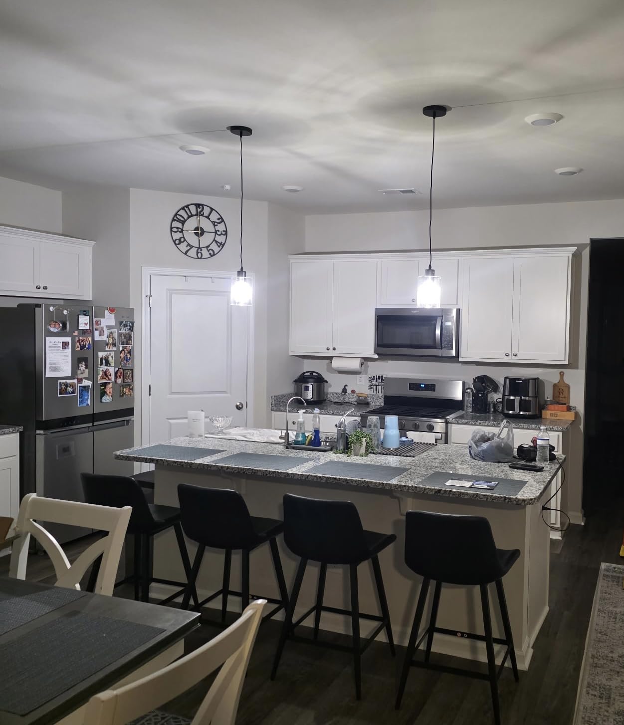 Modern Black Farmhouse Clear Glass Cylinder Pendant Light Fixture,Island Lights for Kitchen,Mini Pendant Lighting for Kitchen Island Decor - 4.75 Inch Shade 58 Inch Cord (Black 2 Pack) customer photo 2