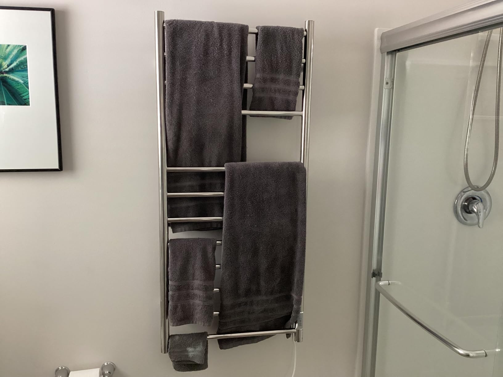 KEG Towel Warmer Wall Mounted with Built-in Timer 4 Bars Electric Stainless Steel Heated Towel Racks for Bathroom, Hot Plug-in Bath Towel Heater Brushed Nickel customer photo 1