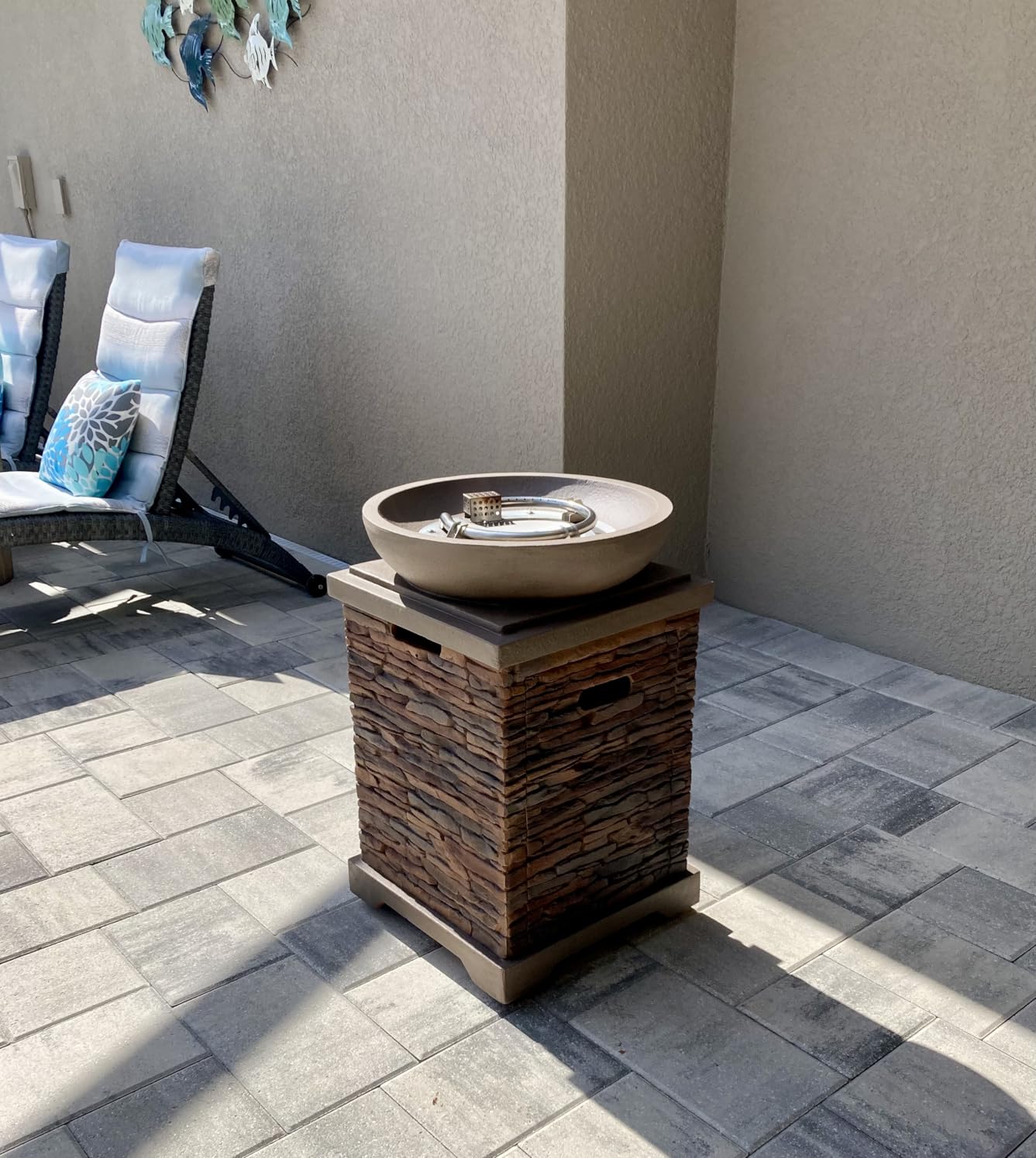 SUNBURY Outdoor Fire Pit Propane Round Fire Pit Table Fire Column, Stonecrest 40,000 BTU Gas Fire Pits for Outside w Lava Rocks, Waterproof Cover, CSA Certified customer photo 2