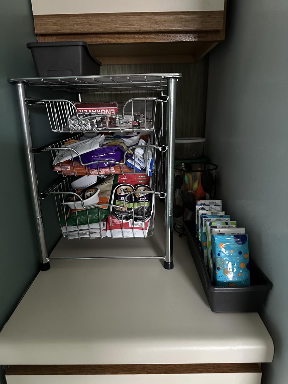 Simple Houseware 3-Tier Stackable Sliding Basket Storage Organizer Drawer for Bathroom and Kitchen, Black customer photo 1
