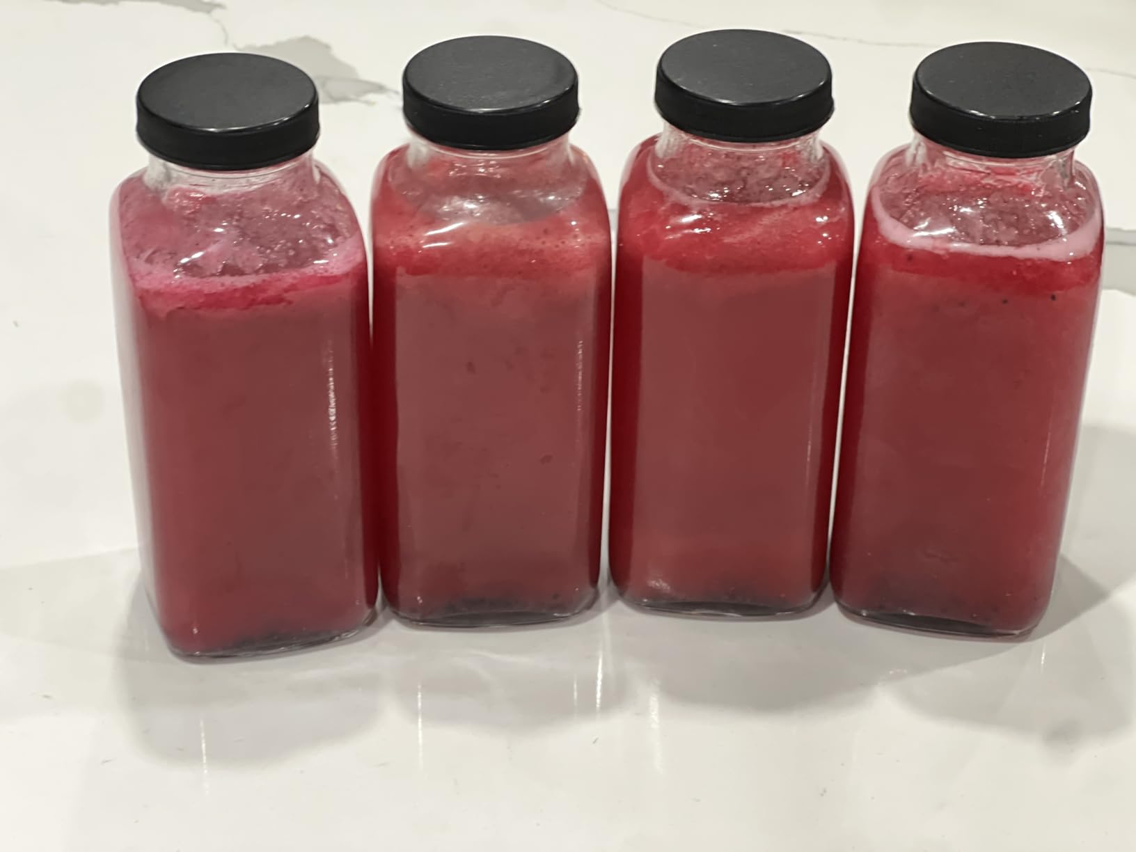 12 OZ Glass Drink Bottles, Set of 12 Vintage Glass Water Bottles with Lids, Great for storing Juices, Milk, Beverages, Kombucha and More (Labels and Sponge Brush Included) customer photo 1