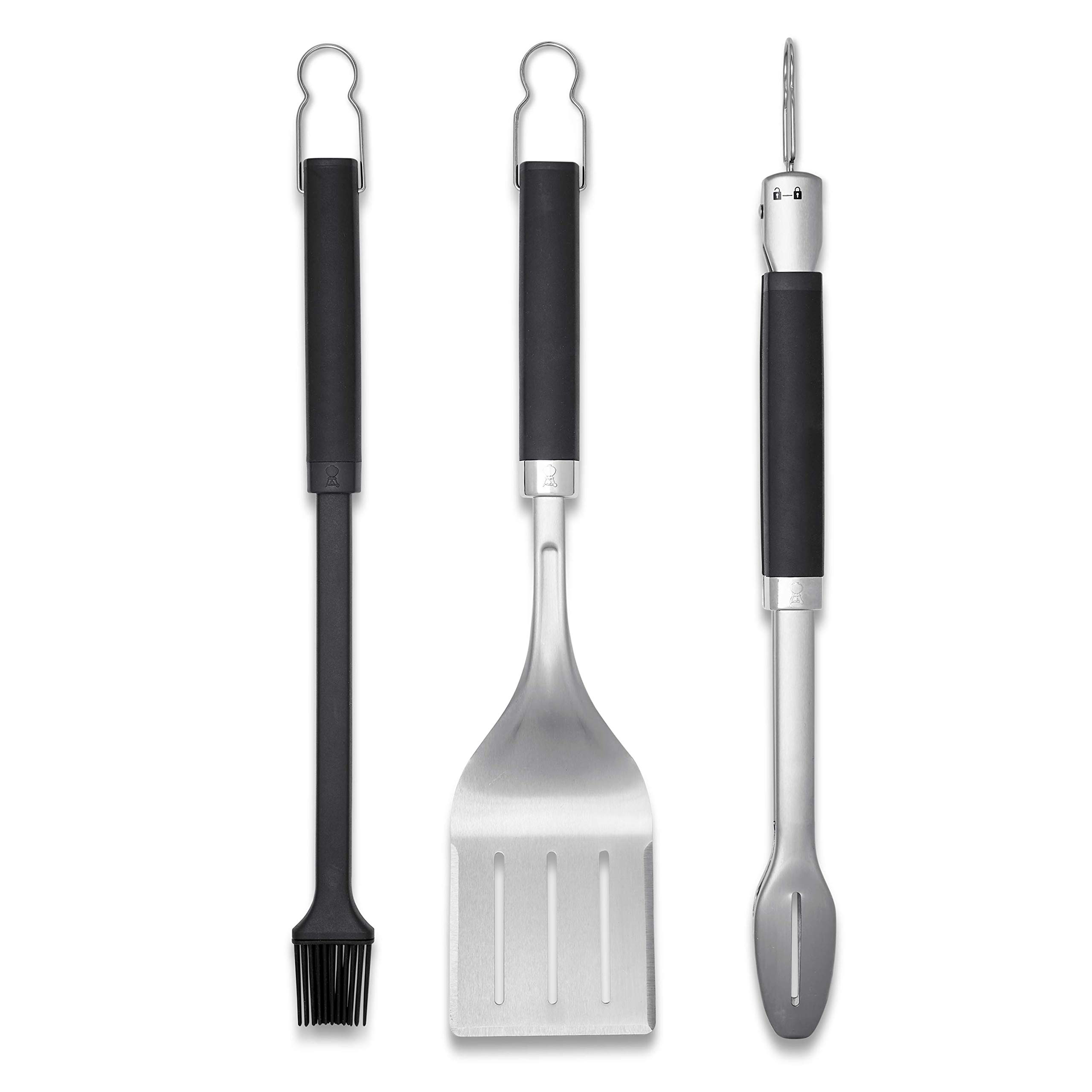 Weber Precision 3-Piece Grilling Tool Set - Stainless Steel Tongs, Spatula & Silicone Basting Brush with Non-Slip Handles and Hands-Free Locking customer photo 2