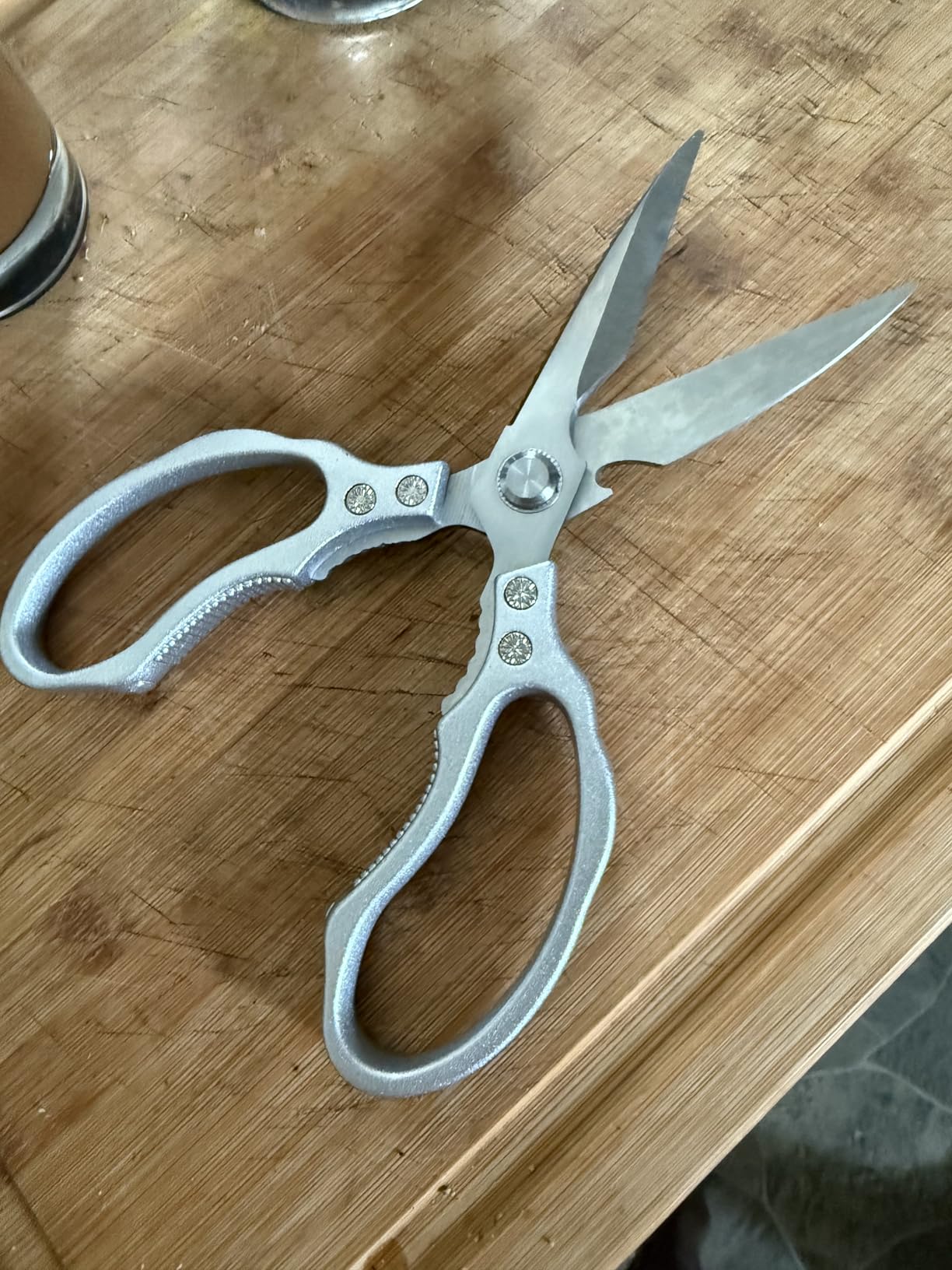 CGBE Kitchen Scissors, Multi-Purpose Kitchen Shears, Heavy Duty Dishwasher Safe Food Scissors for Chicken, Poultry, Fish, Meat & Herbs with Non-Slip Grips - Sliver customer photo 1