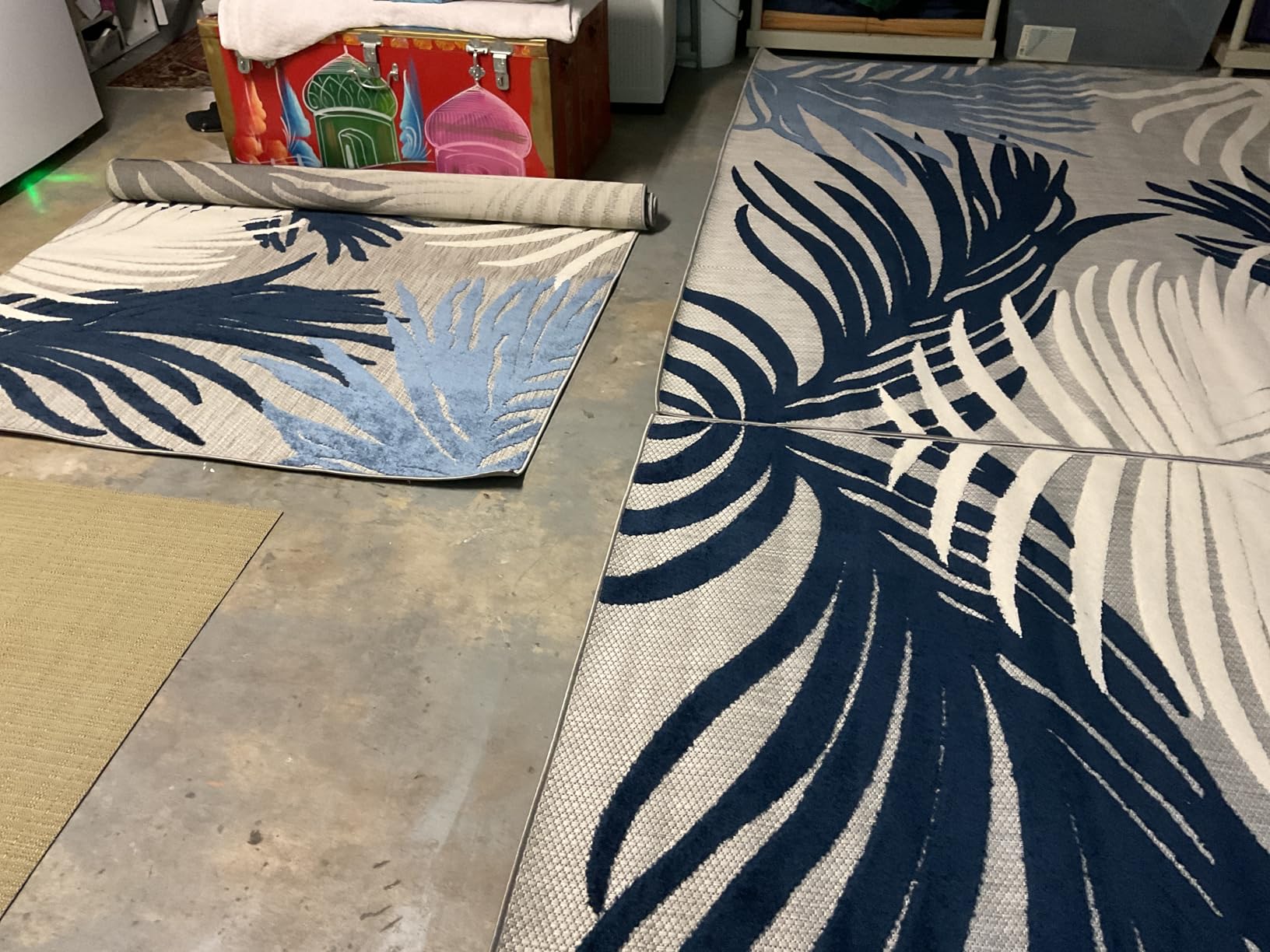 Rugshop Navy Lucca Contemporary Floral Indoor/Outdoor Area Rug Durable Polypropylene, Weather Resistant, Easy to Clean Perfect for Patio, Backyard, Deck and Outdoor Lounge 5' x 7' customer photo 1