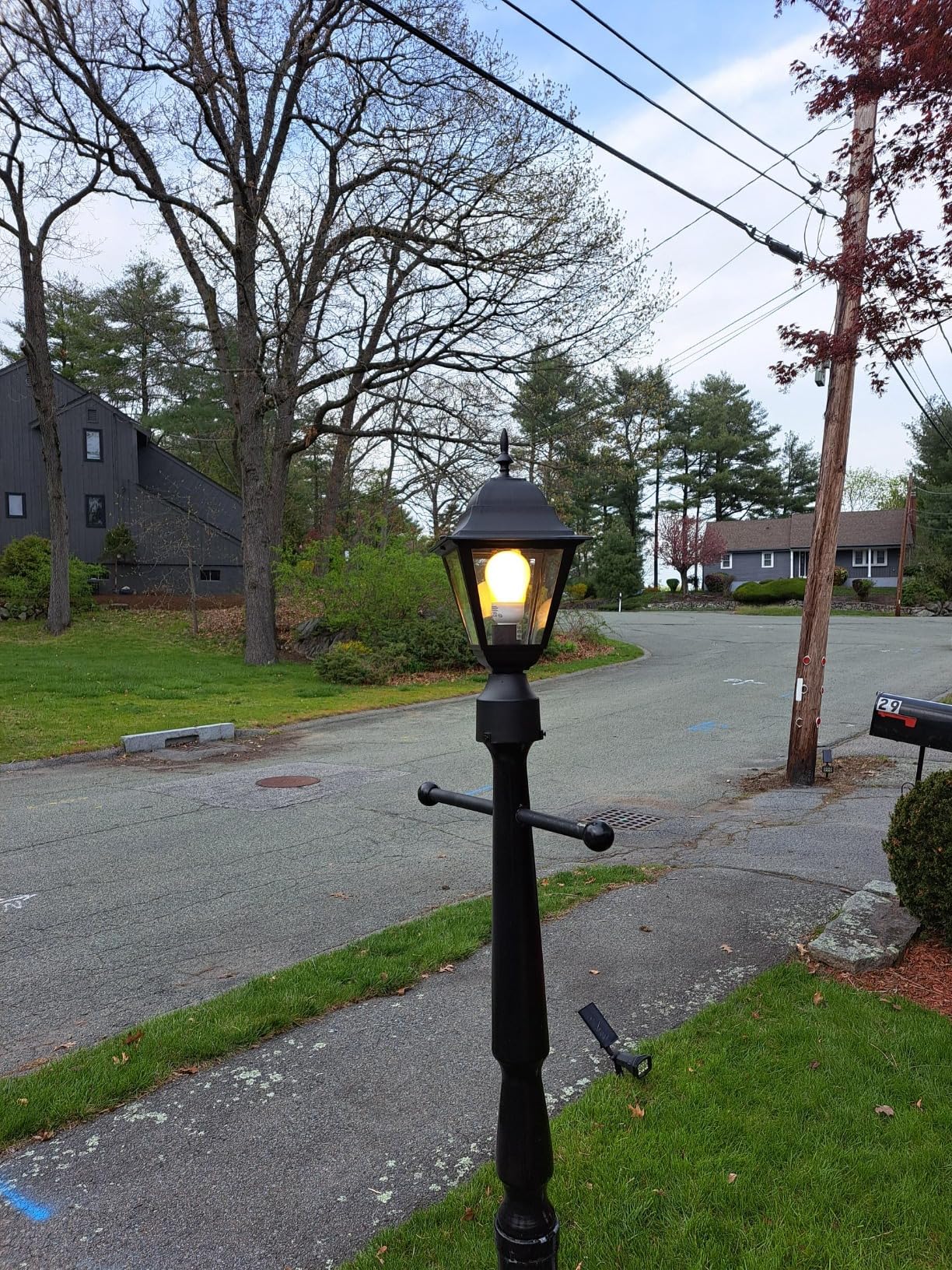 Outdoor Post Light, Waterproof Cast Aluminium Lamp Post Light Fixture, Post Lantern with Pier Mount Base, Matte Black, 16.5in, Suitable for Garden, Yard, Driveway customer photo 2